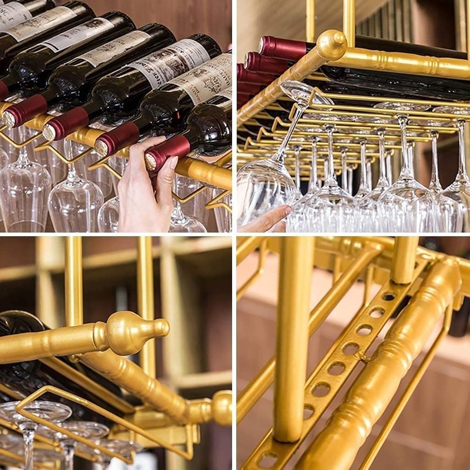 Adjustable Wall-Mounted Wine Rack for Bar and Kitchen