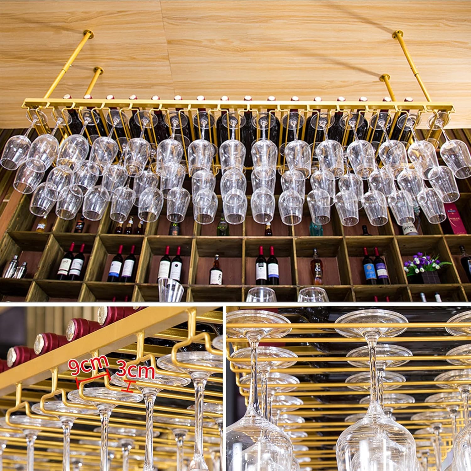 Suuim Ceiling Wine Racks with Adjustable Holder
