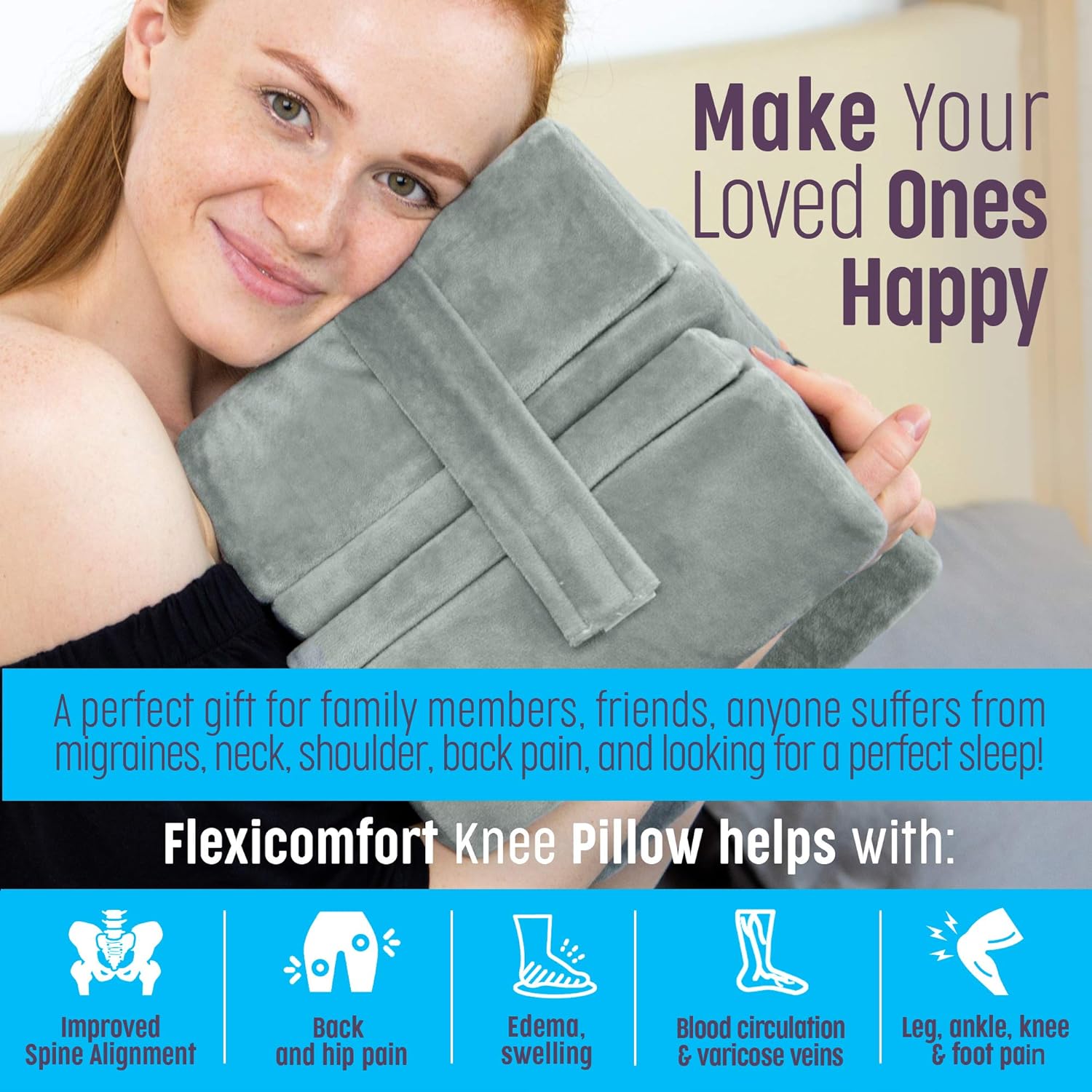 Flexicomfort Adjustable Knee Pillow for Side Sleepers