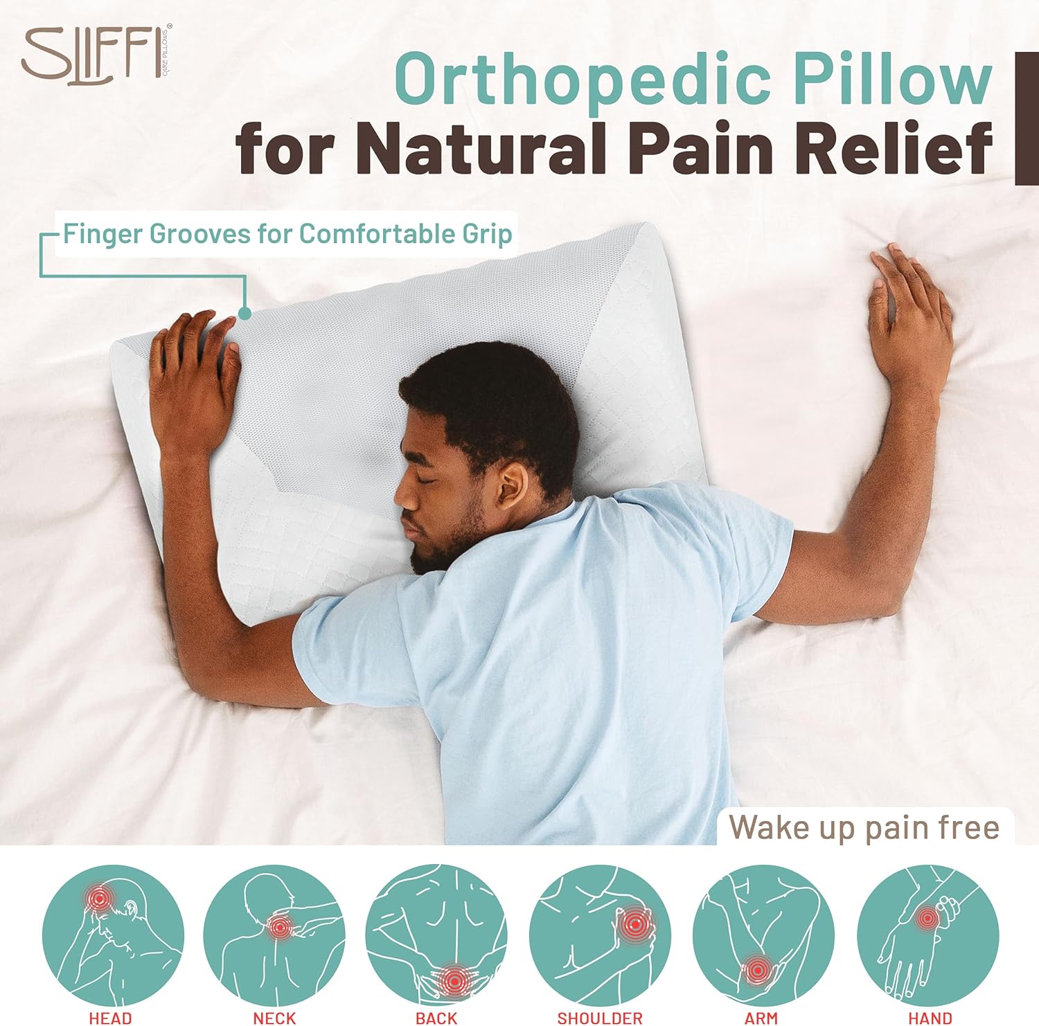 SLIFFI Cervical Memory Foam Pillow for Neck and Shoulder Pain