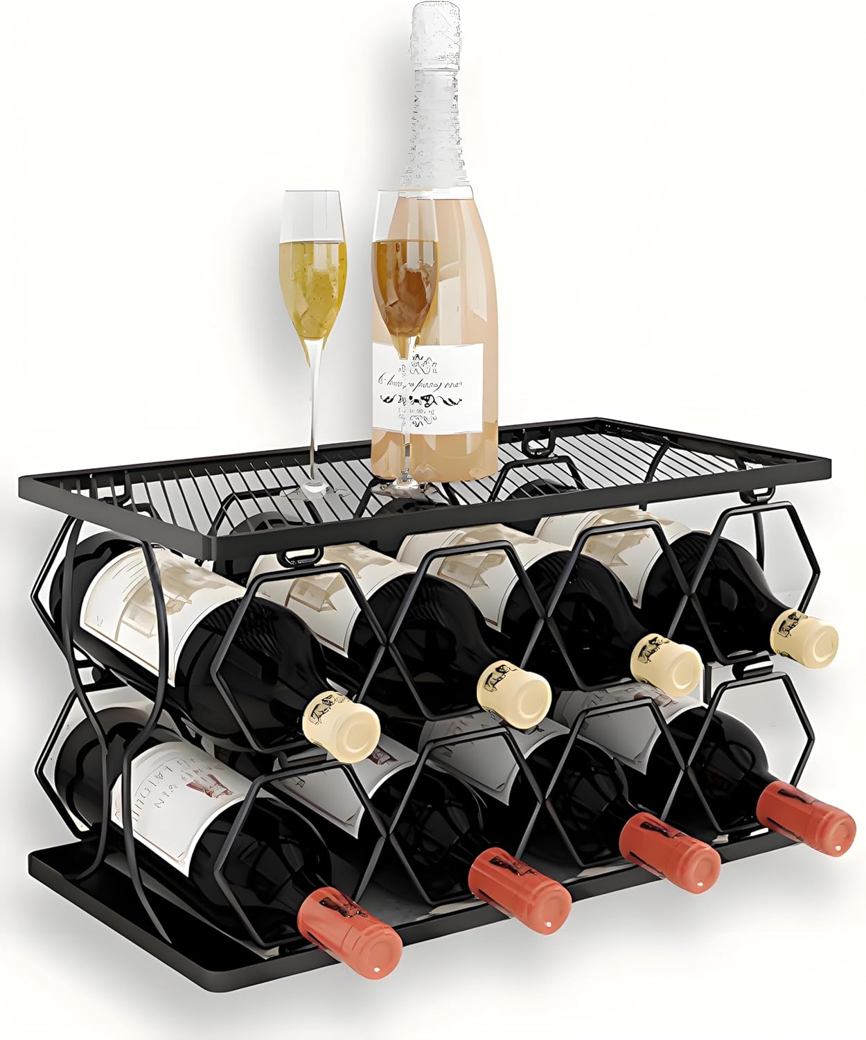 BOOKZON 8 Bottle Freestanding Gold Wine Rack