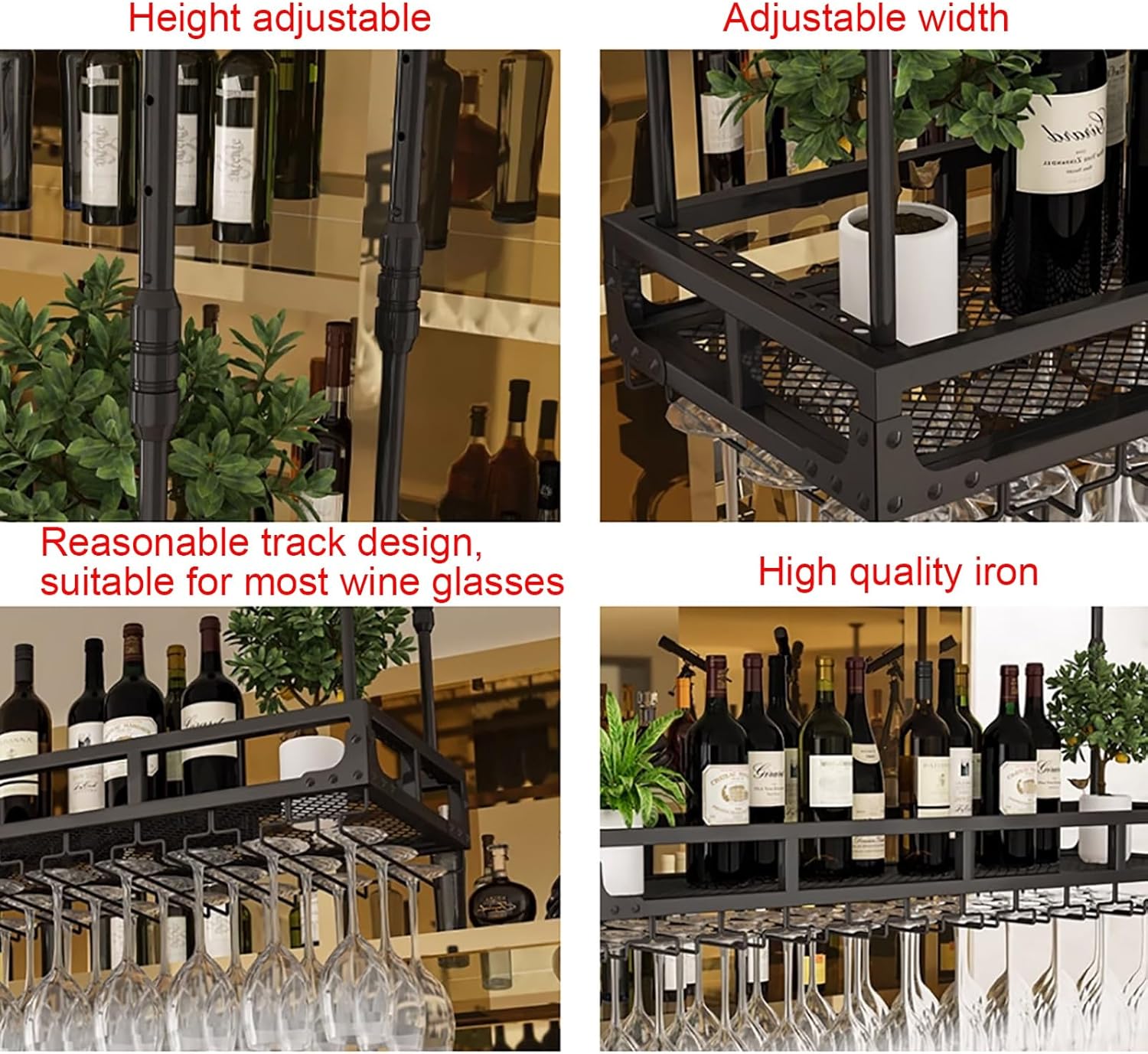 Adjustable Ceiling Wine Rack with Durable Metal Frame 1
