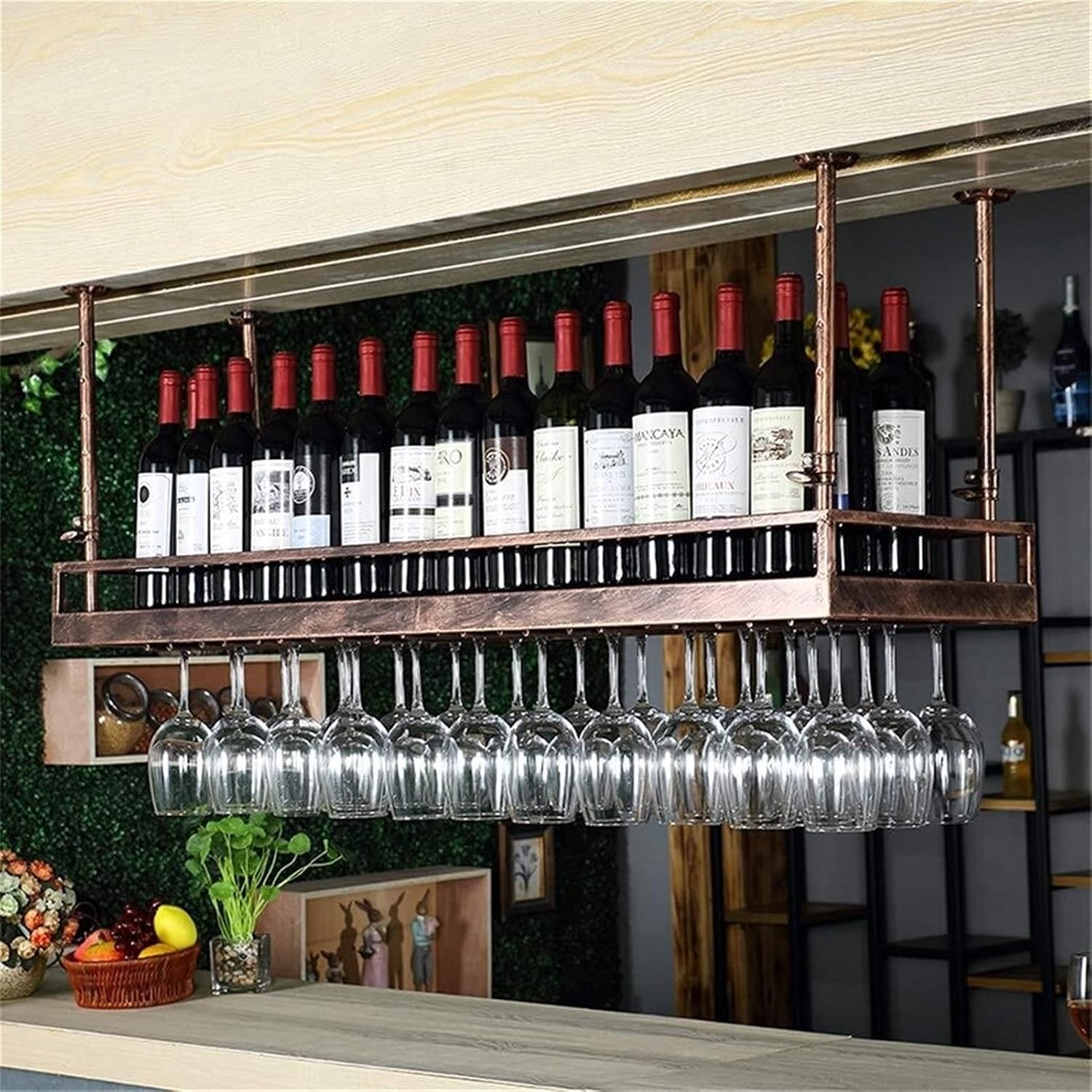 LUCEAE Wall-Mounted Wine Rack with Floating Shelf