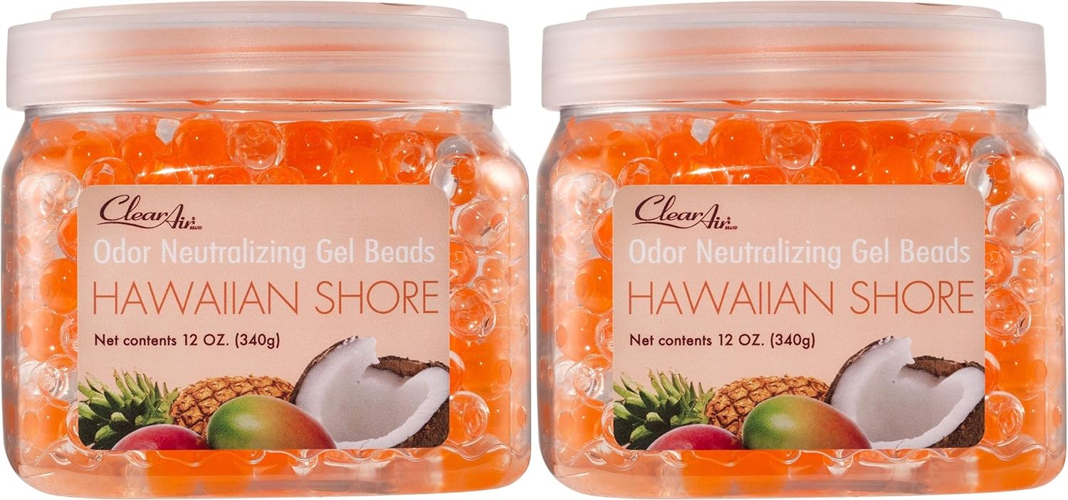 Clear Air Hawaiian Shore Scent Gel Beads - 12 oz Pack of 2