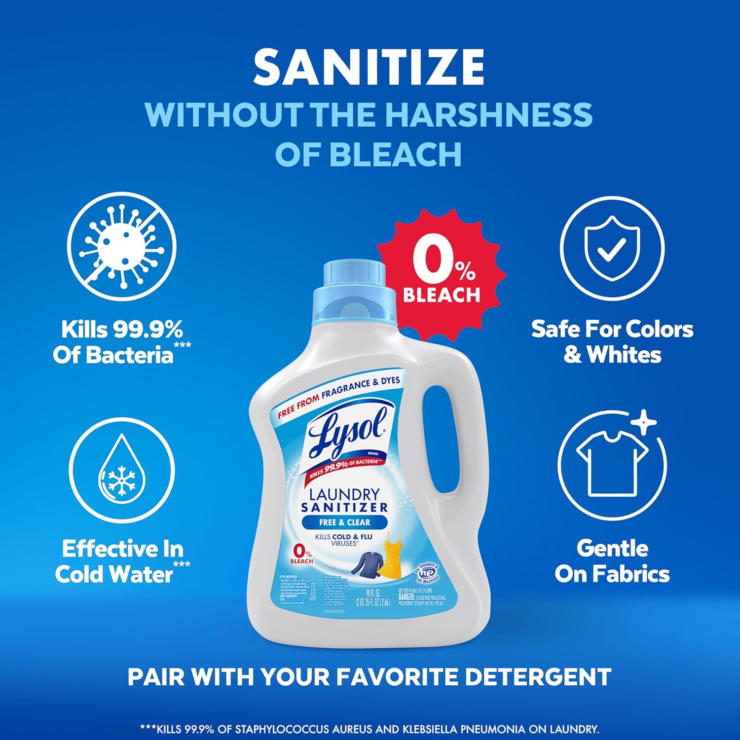 Lysol Laundry Sanitizer Additive 90 Fl Oz Free Clear