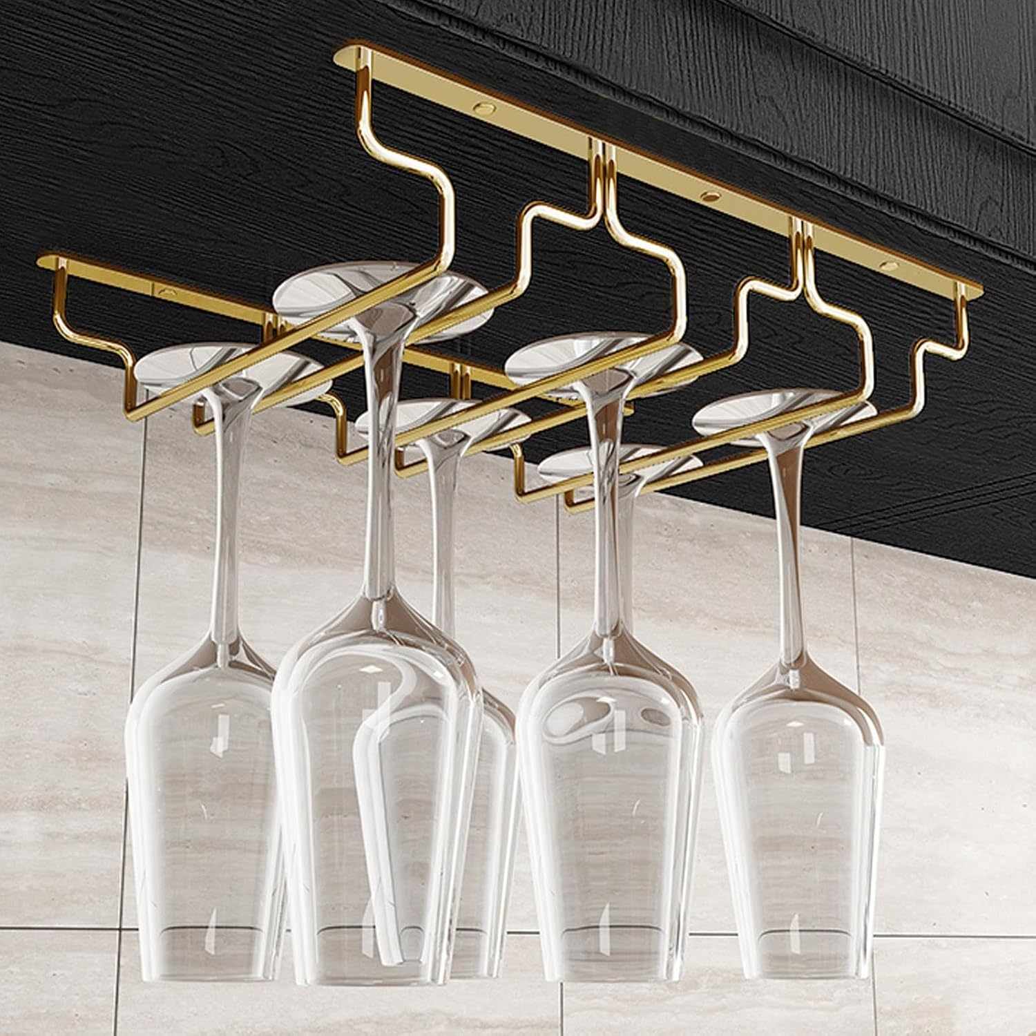 SAGIDAR Stainless Steel Wine Glass Holder Under Cabinet Rack 345cm-91cm