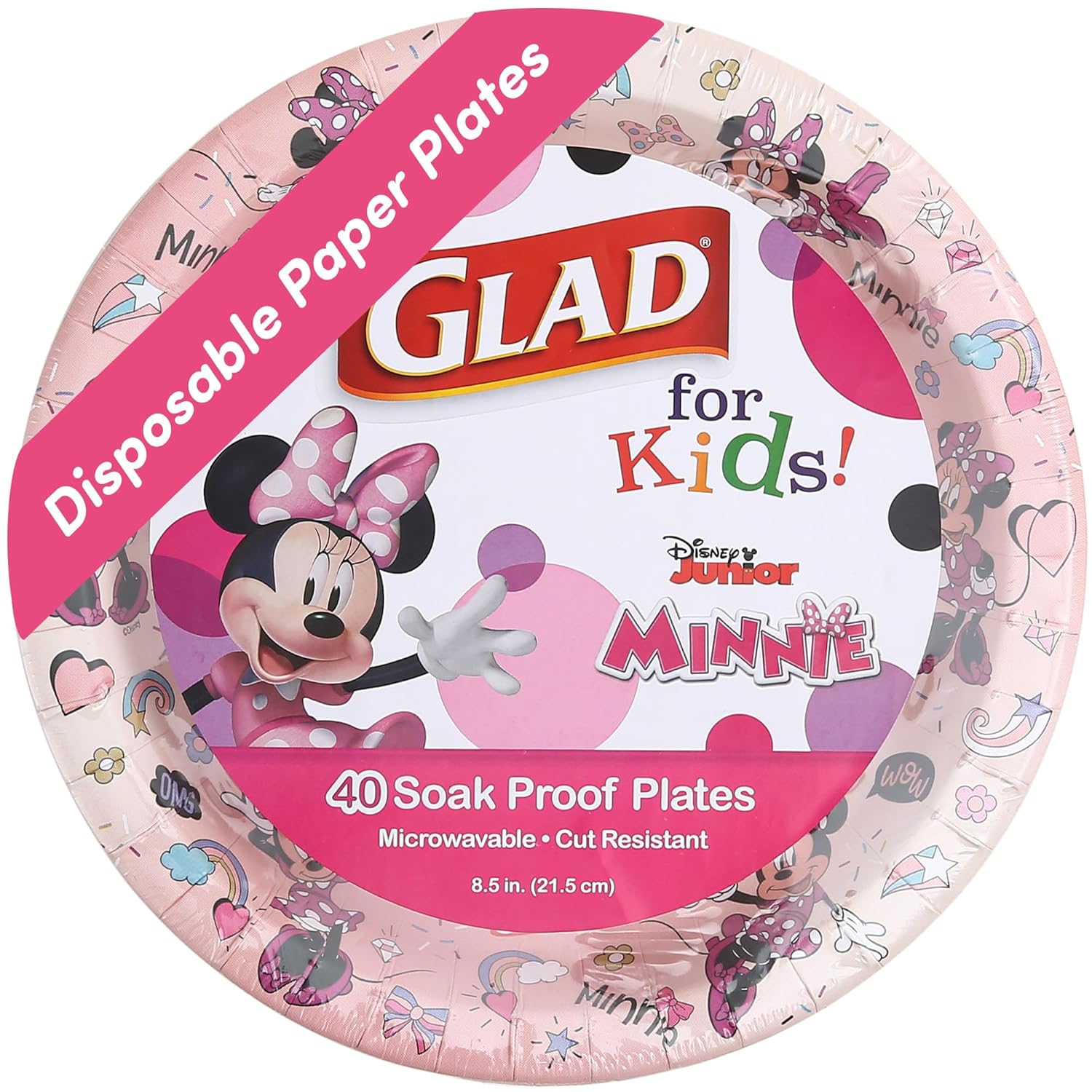 Glad for Kids Disney Minnie Mouse Paper Plates 85 Inch 40 Count