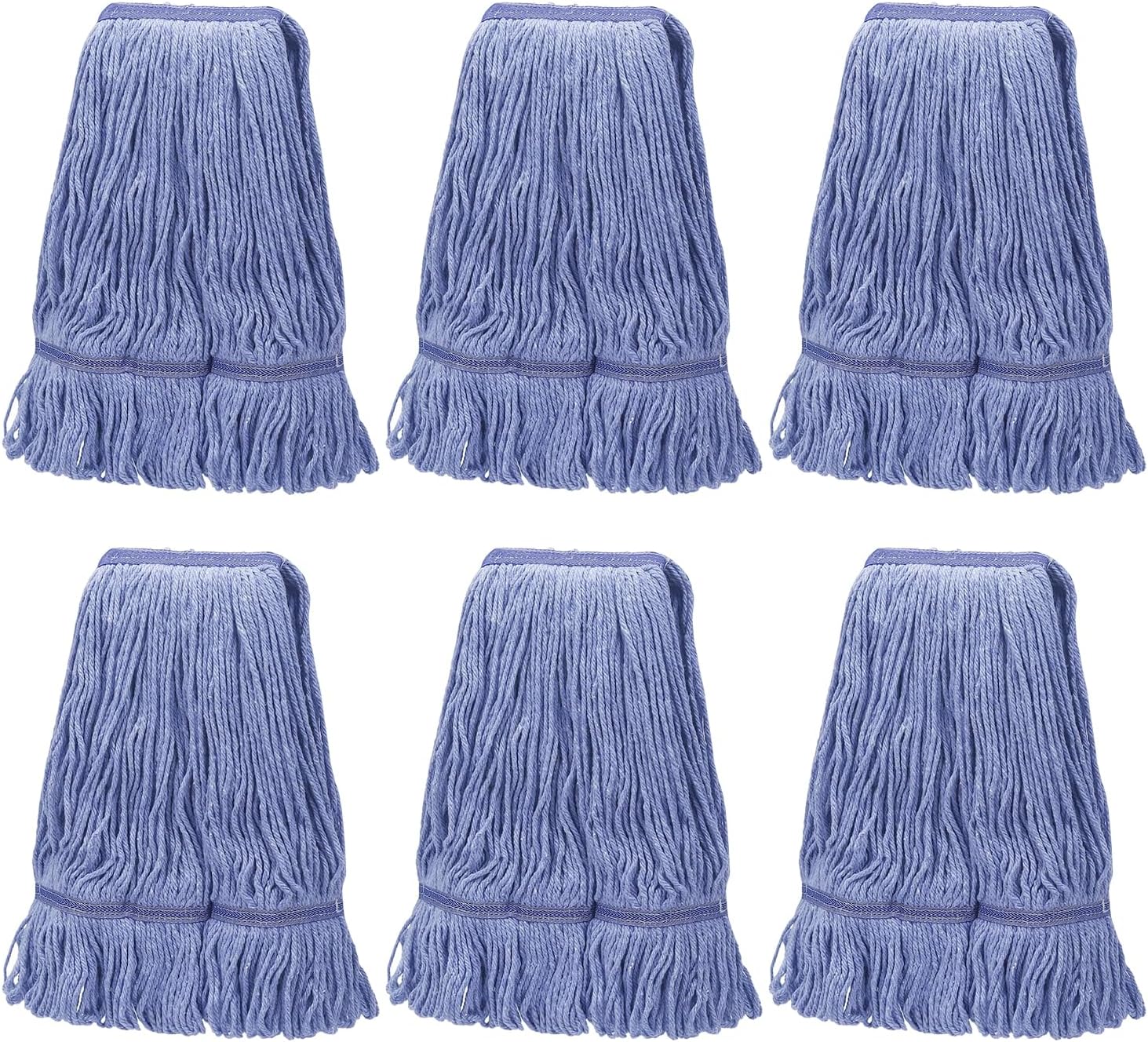 BAYAGIN 6 Pack Heavy Duty Blue Mop Head Replacement for Rubbermaid