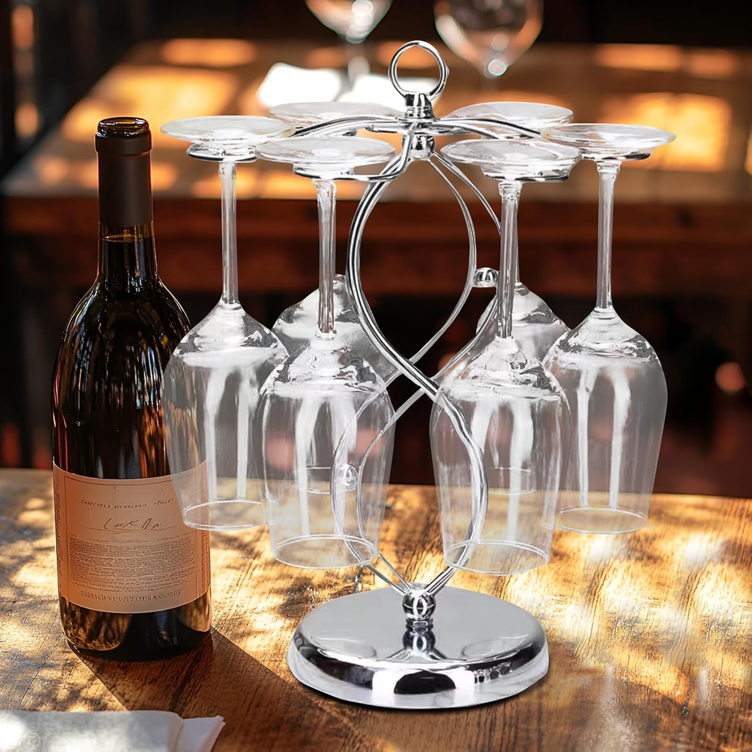 Lmbabter Sliver Wine Glass Rack for Home Bar Kitchen
