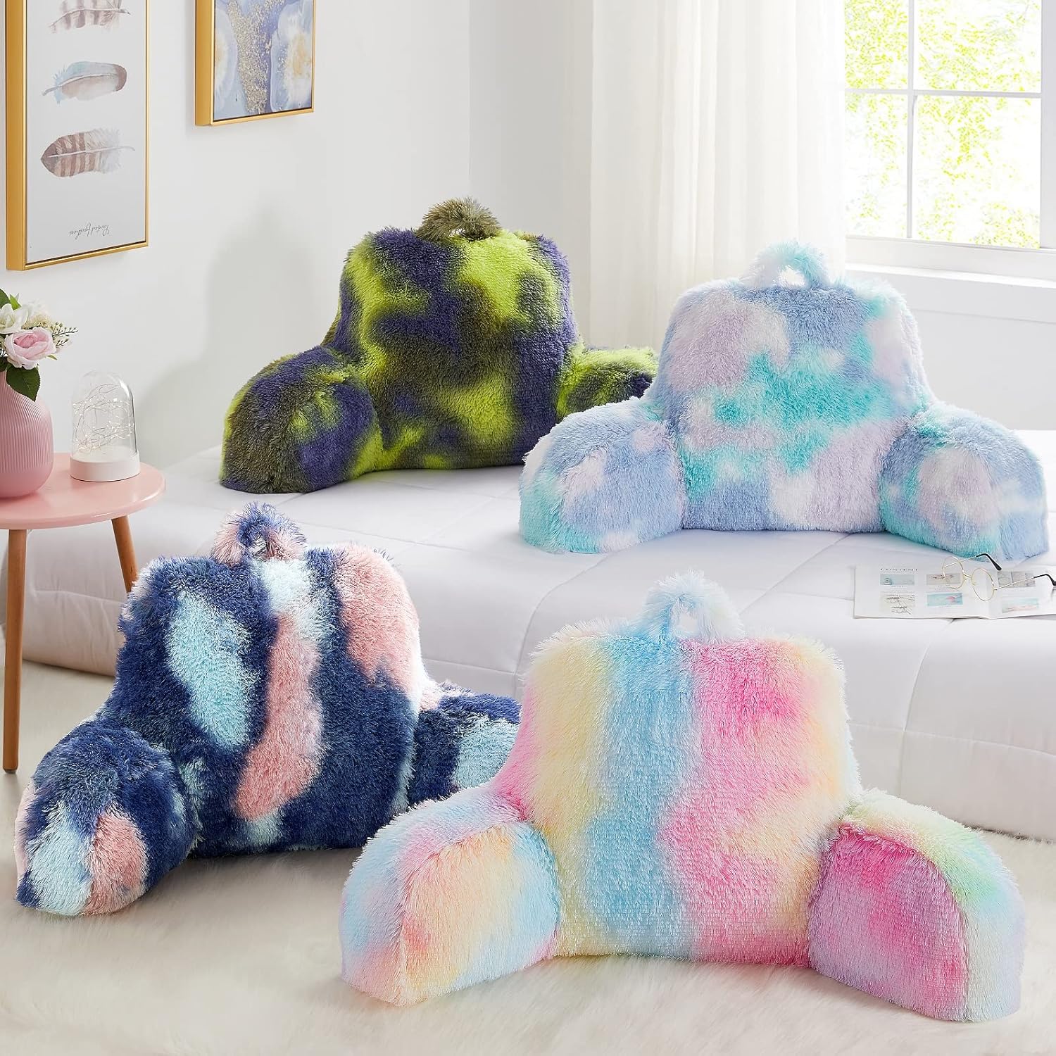 Stylish Ross Fur Reading Pillow with Back Support for Kids Adults