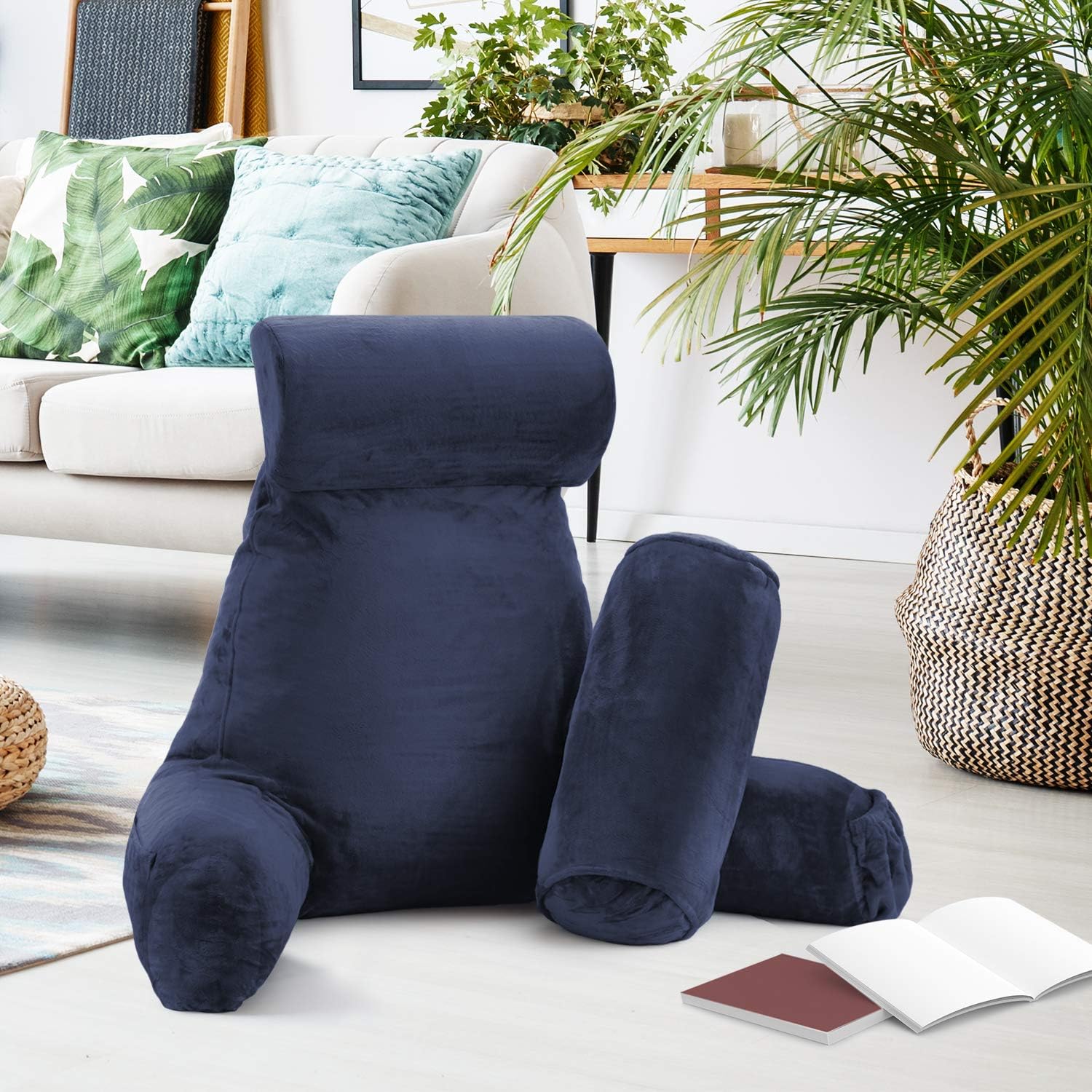 Clara Clark Navy Blue Reading Pillow with Memory Foam Support