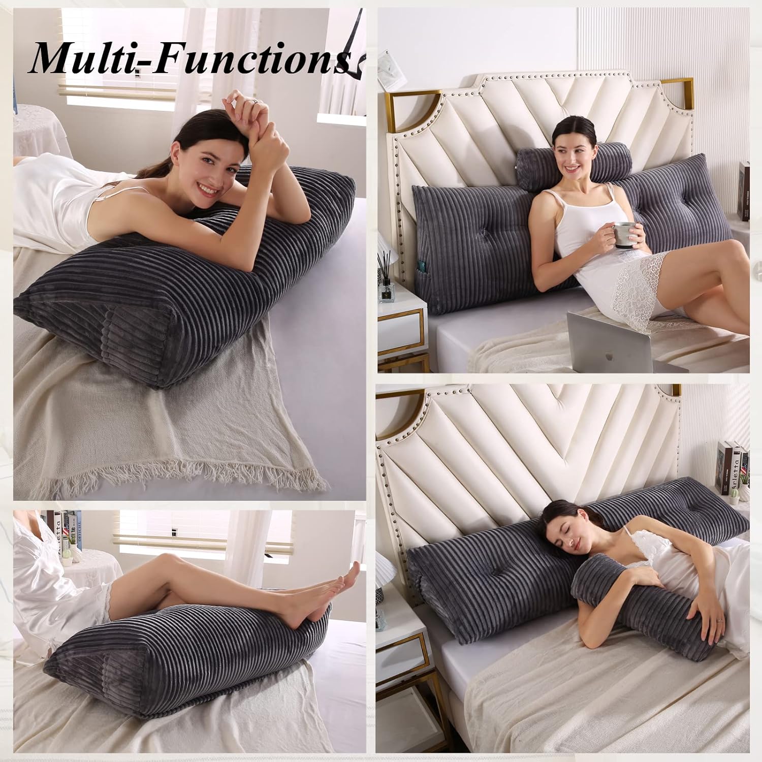 Gpround Wedge Headboard Pillow Set Large Bolster for Bed Rest