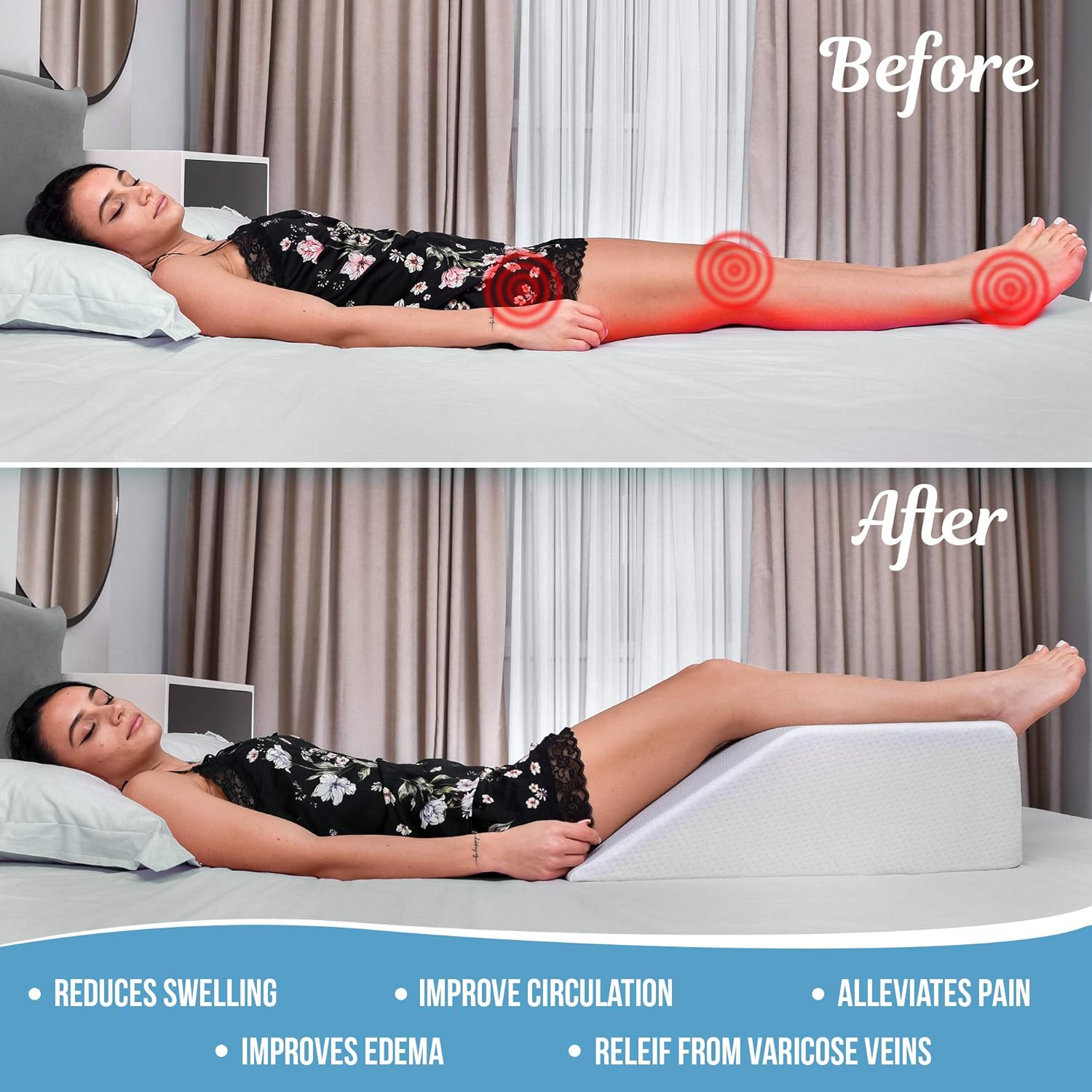 Abco Tech Leg Elevation Pillow with Cooling Gel