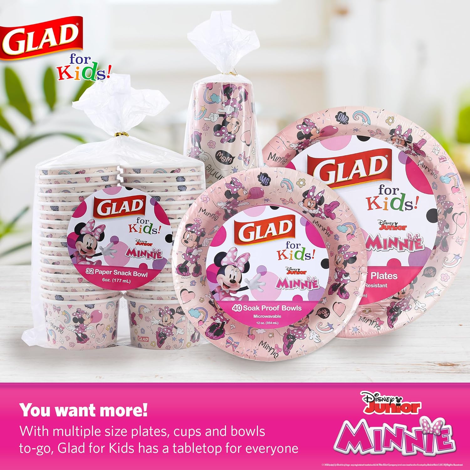 Glad for Kids Disney Minnie Mouse Paper Plates 85 Inch 40 Count