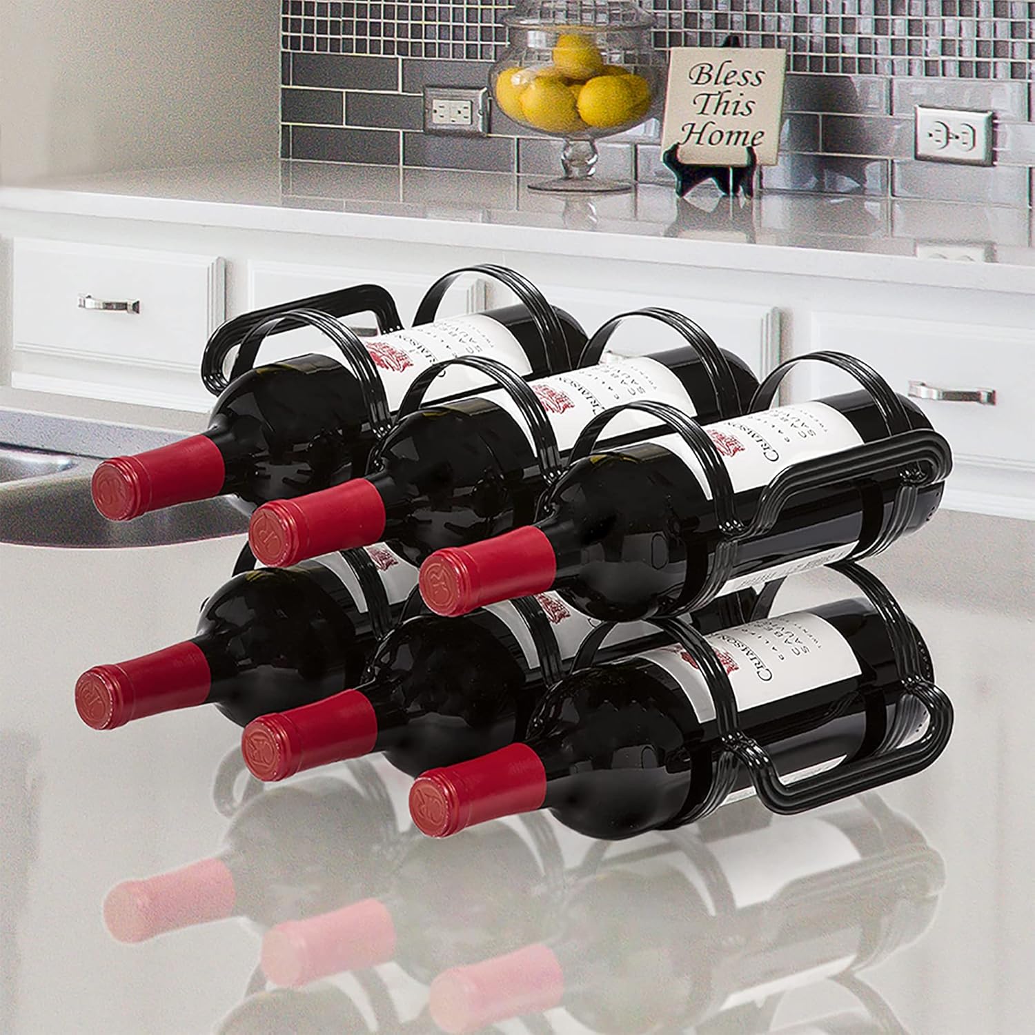 Mango Steam 6 Bottle Wine Rack - Black 1