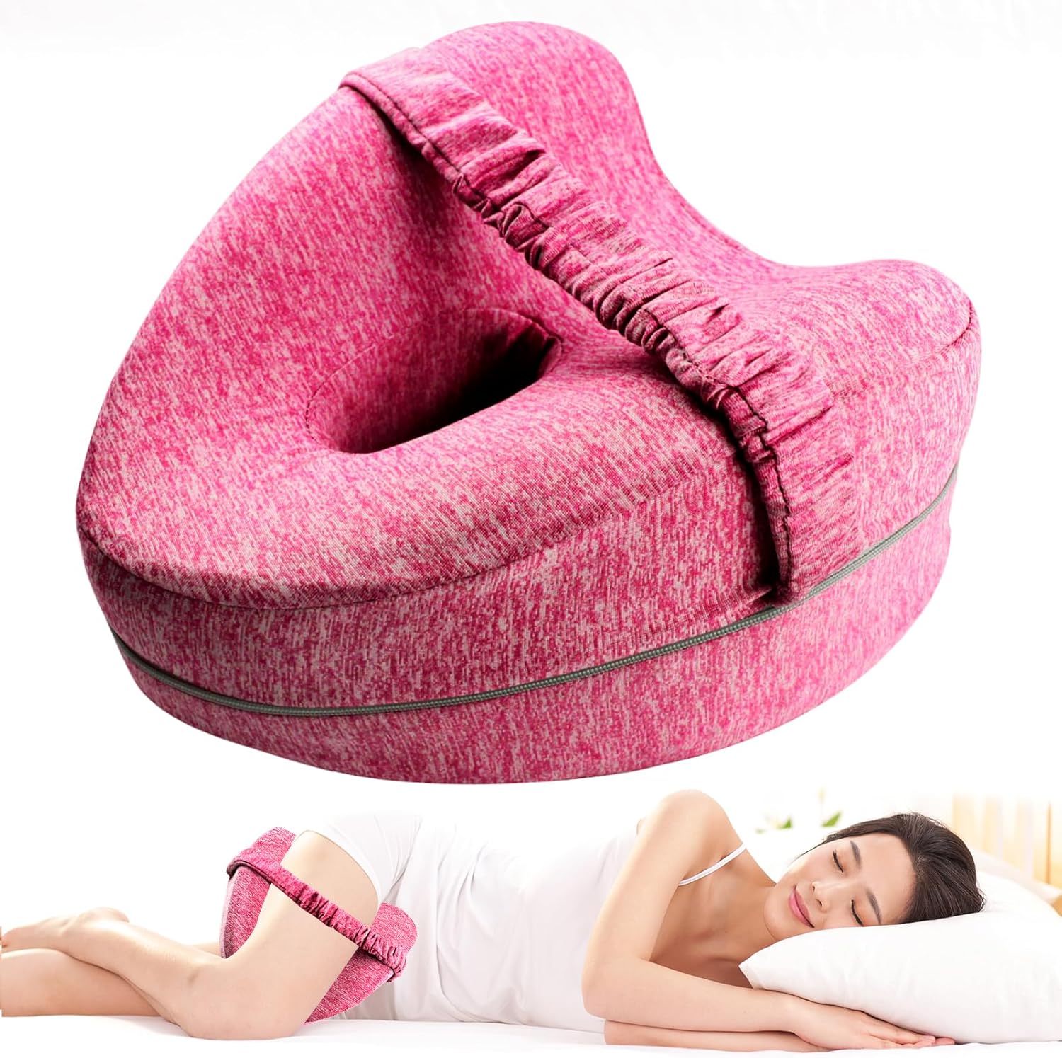 RQUXMT Ergonomic Leg Knee Pillow for Sciatica Relief Pink