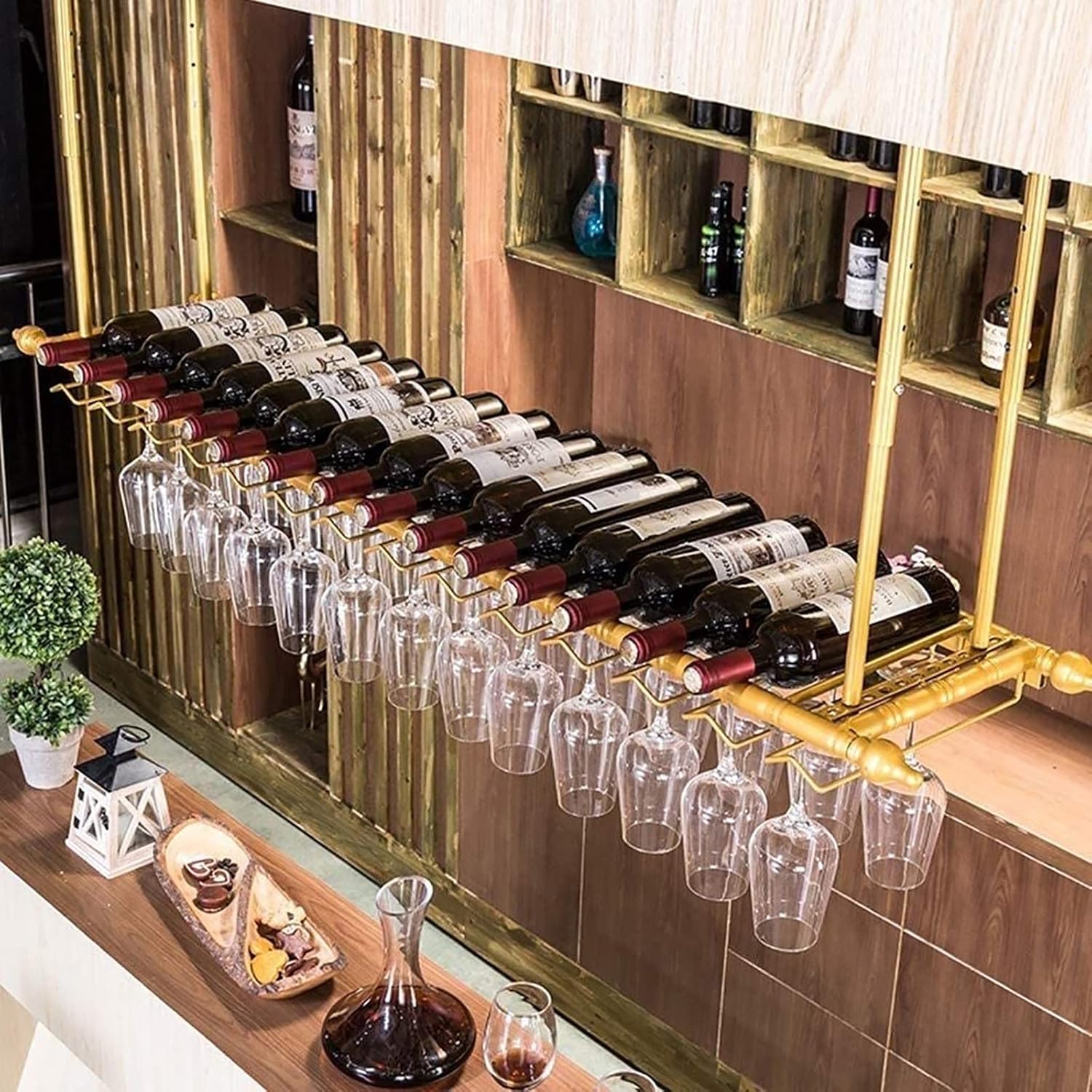 Adjustable Wall-Mounted Wine Rack for Bar and Kitchen
