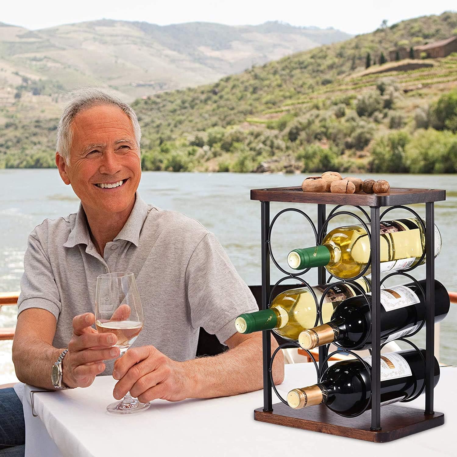 BOCbco 3 Tier Freestanding Wine Rack 6 Bottle Holder
