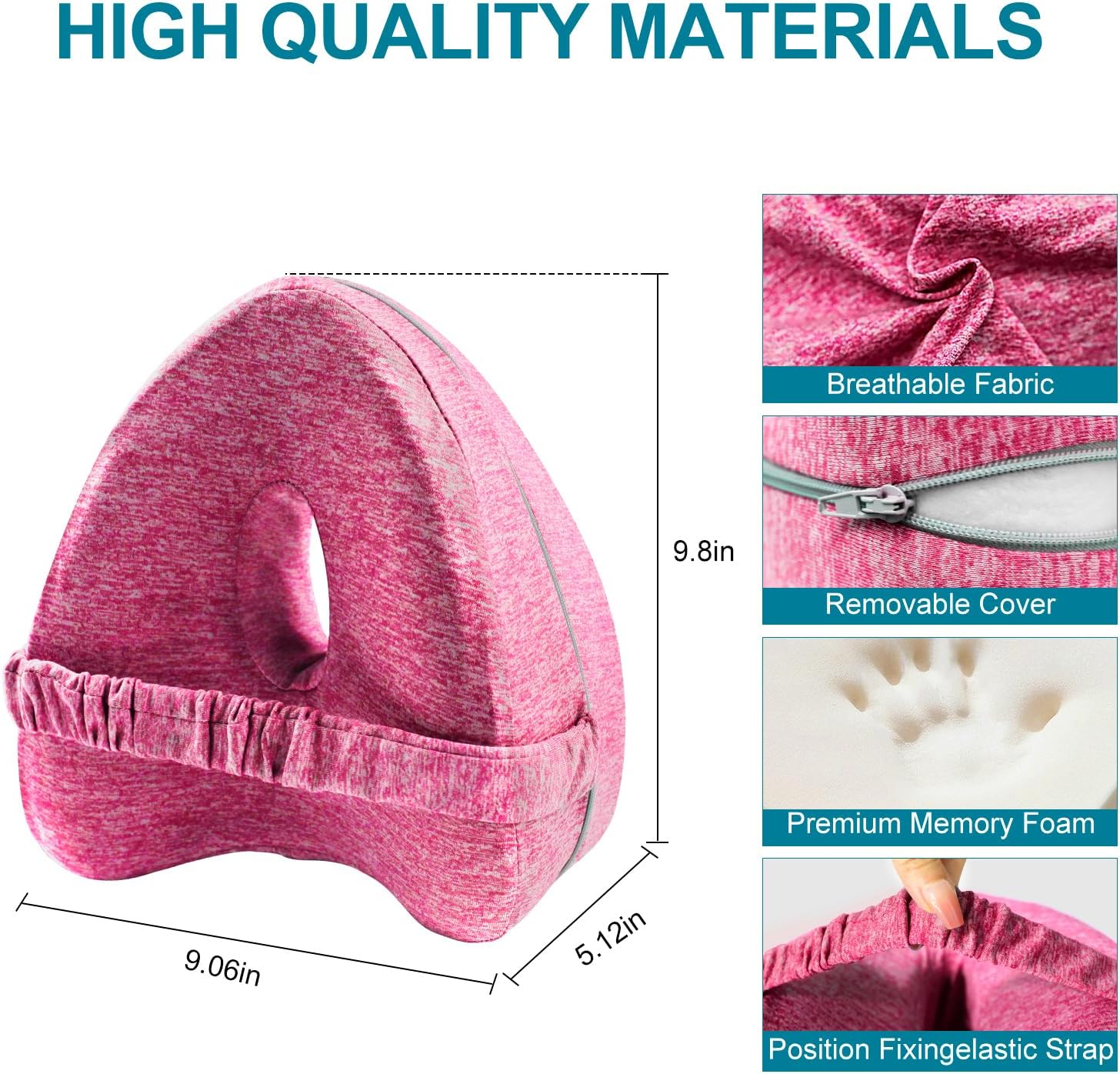 RQUXMT Ergonomic Leg Knee Pillow for Sciatica Relief Pink