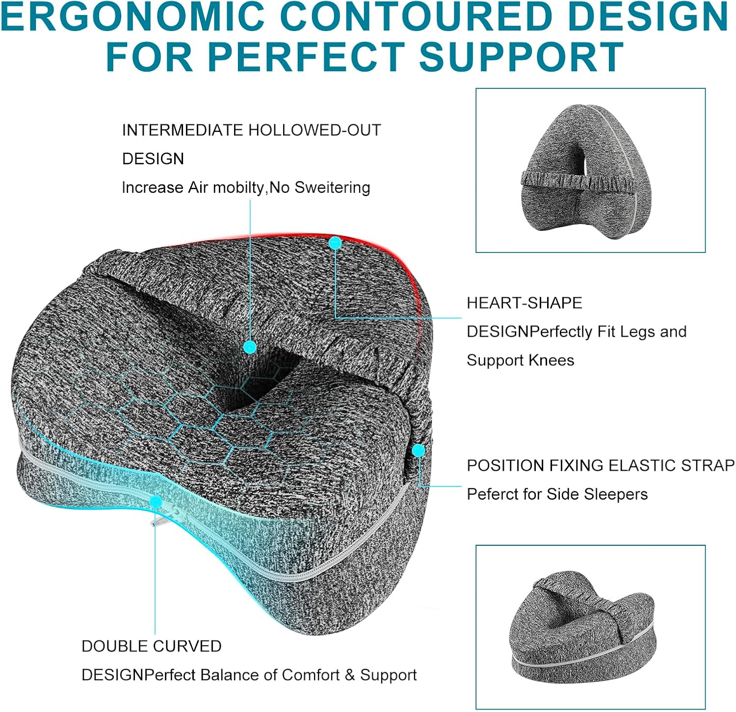 Gliterra Heart-Shaped Leg Pillow for Side Sleepers