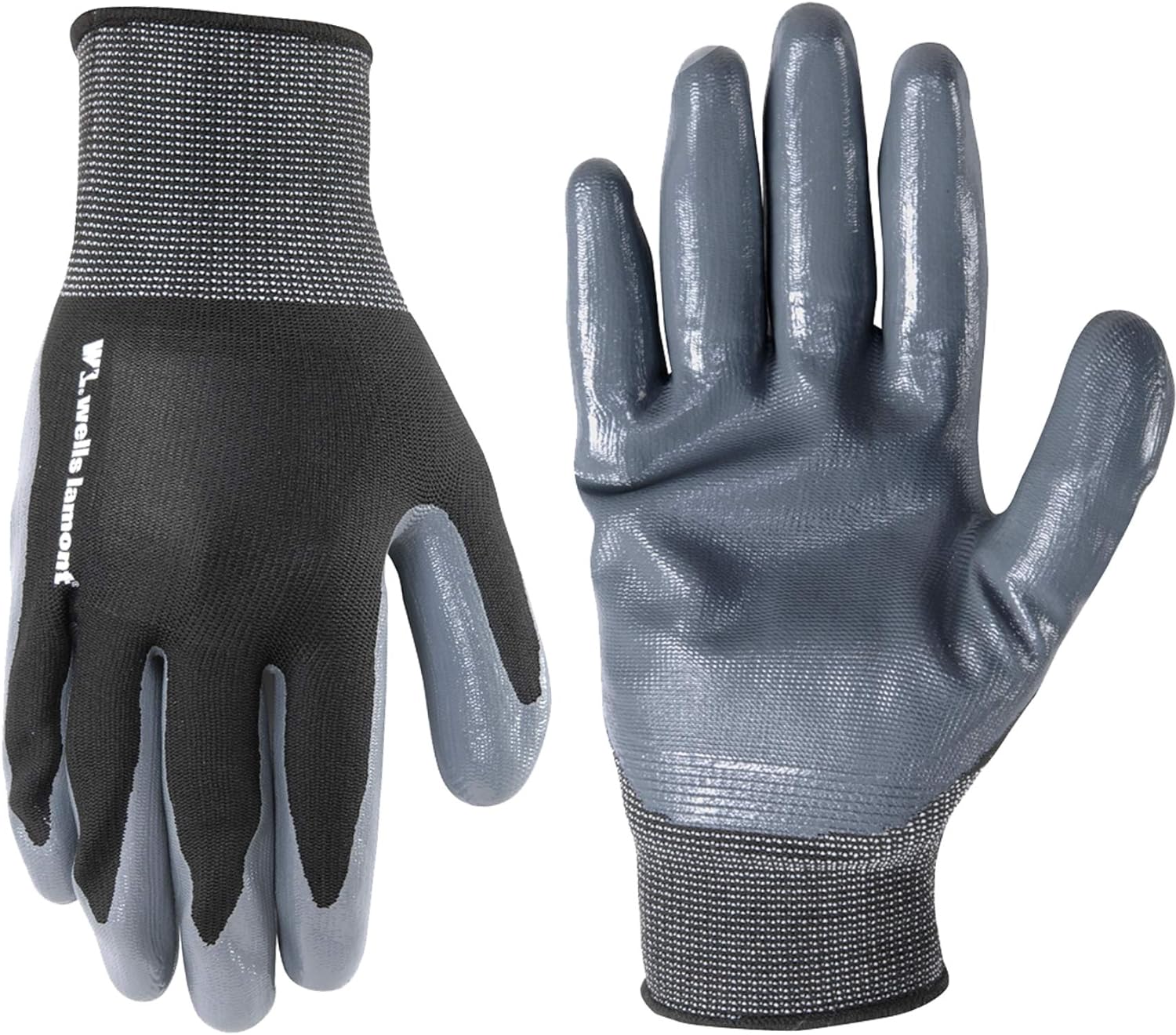 Wells Lamont Mens Nitrile Coated Work Gloves Large Black