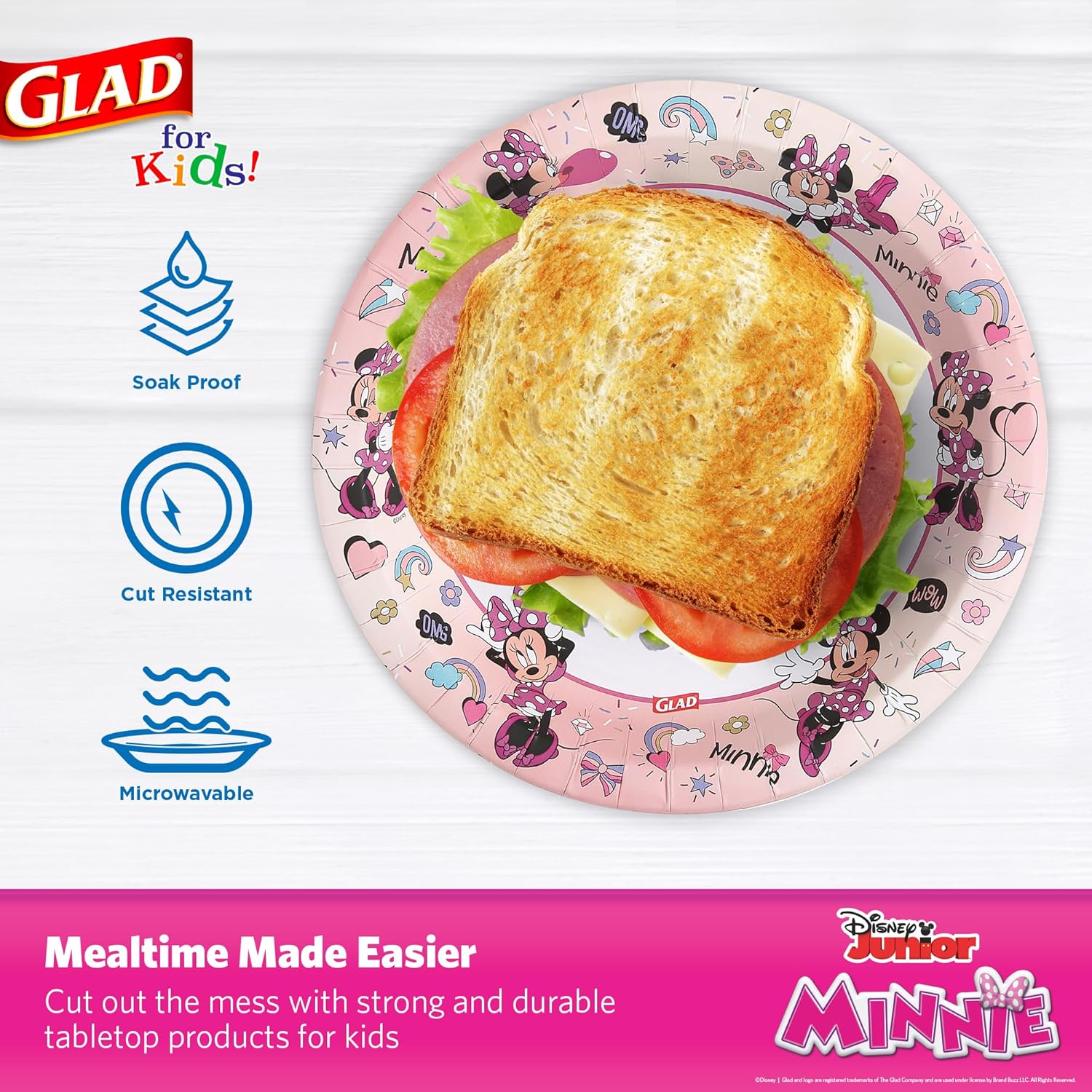 Glad for Kids Disney Minnie Mouse Paper Plates 85 Inch 40 Count