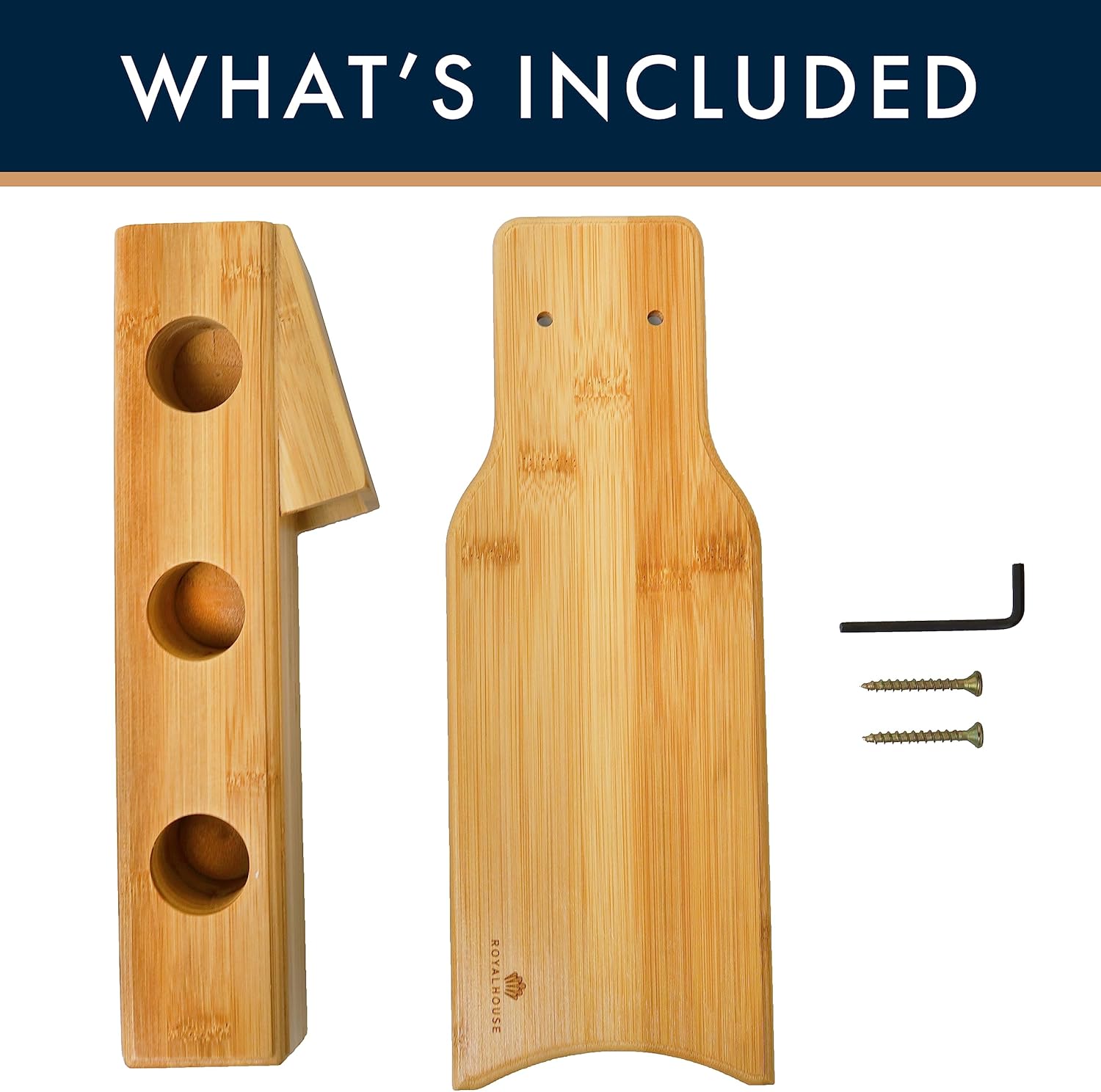 RoyalHouse Bamboo Wine Rack 3 Compartments