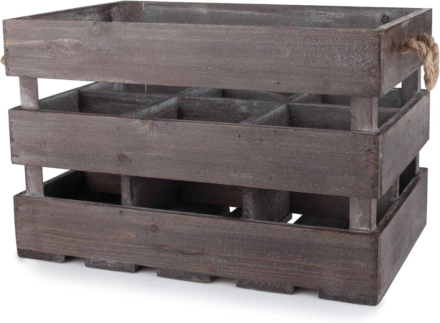 Twine Rustic Wine Bottle Holder Crate Dark Wood 6 Bottle Storage Rack