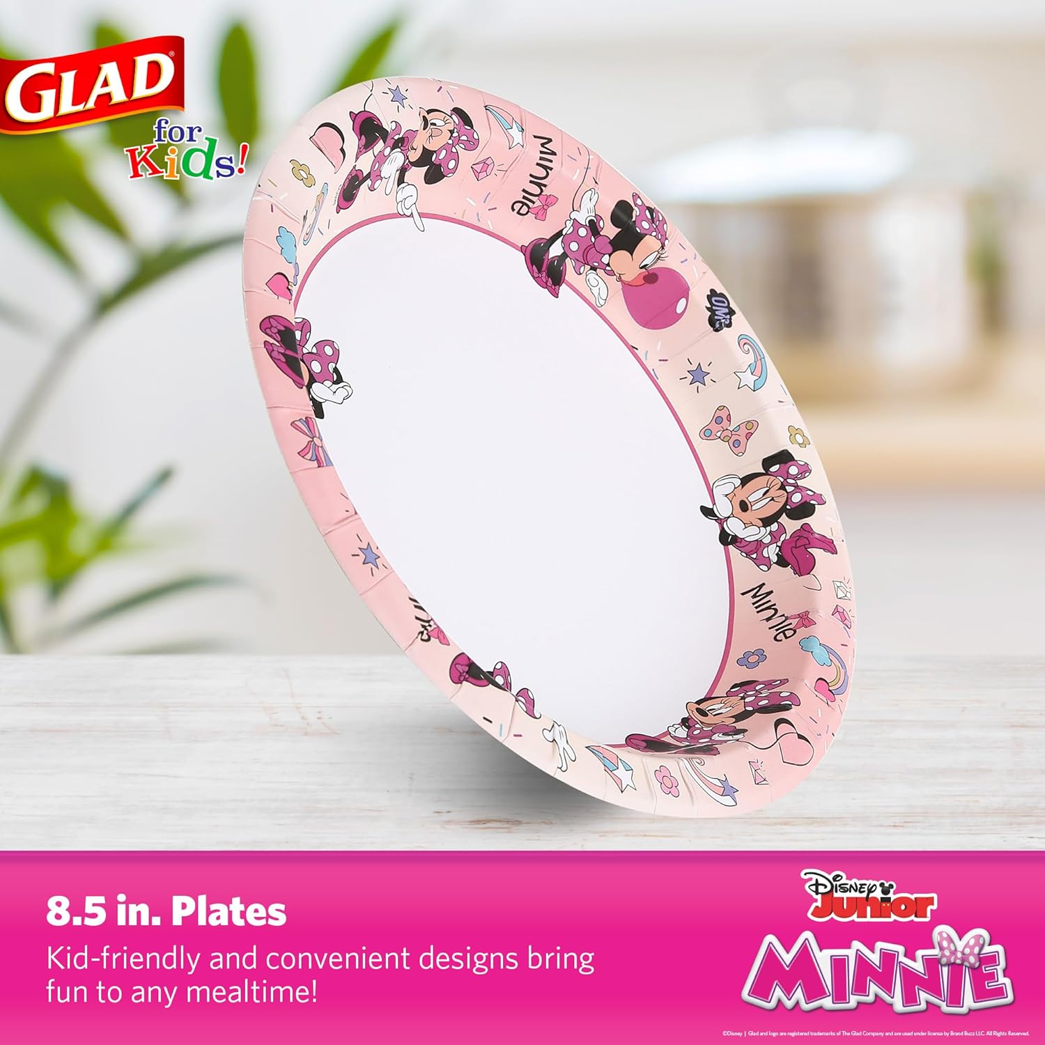 Glad for Kids Disney Minnie Mouse Paper Plates 85 Inch 40 Count