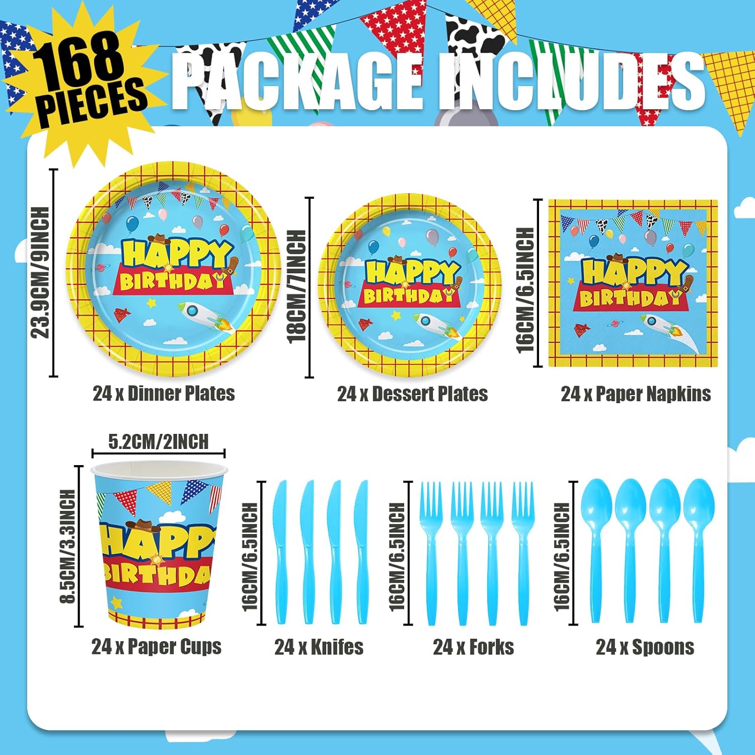 168Pcs Cartoon Story Party Decor Set for Kids