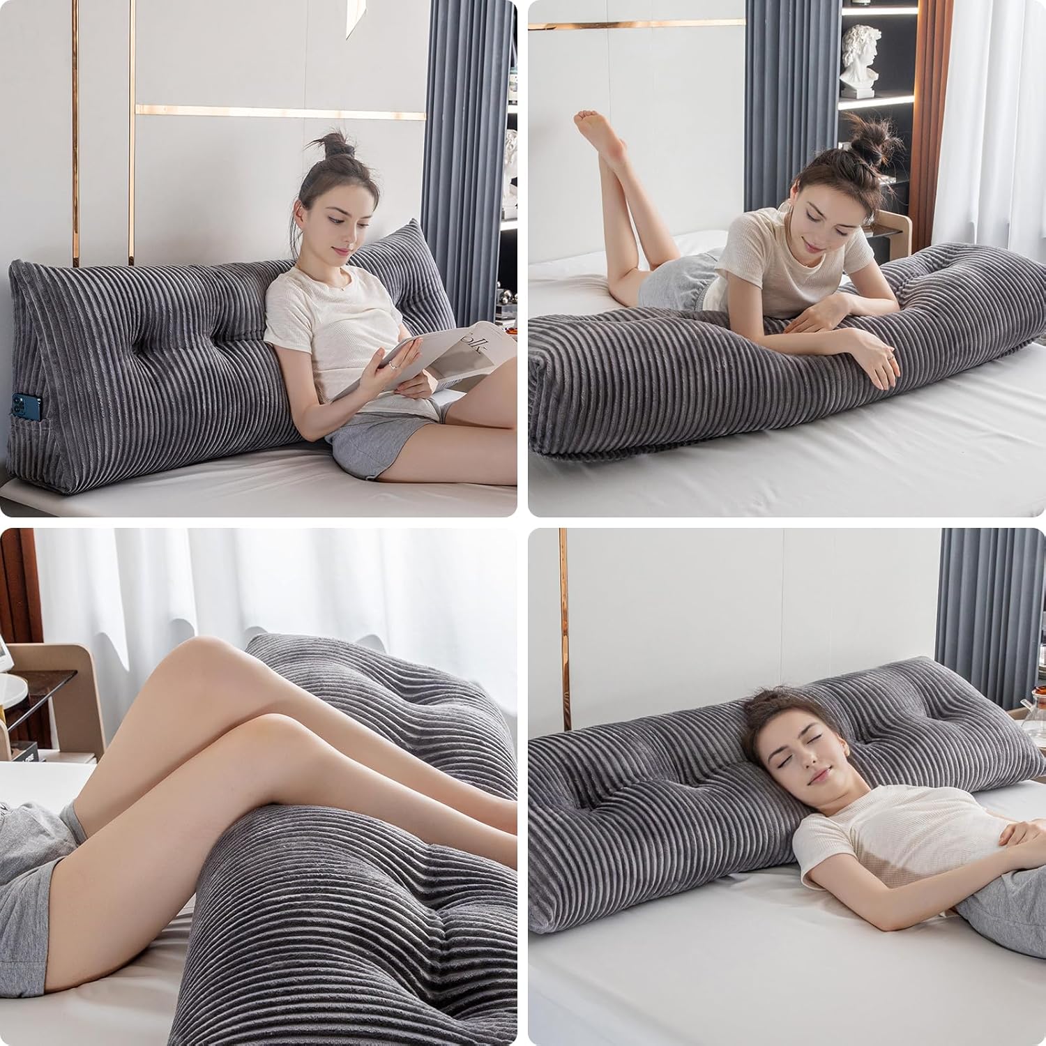 Activance Large Triangular Headboard Pillow with Removable Cover