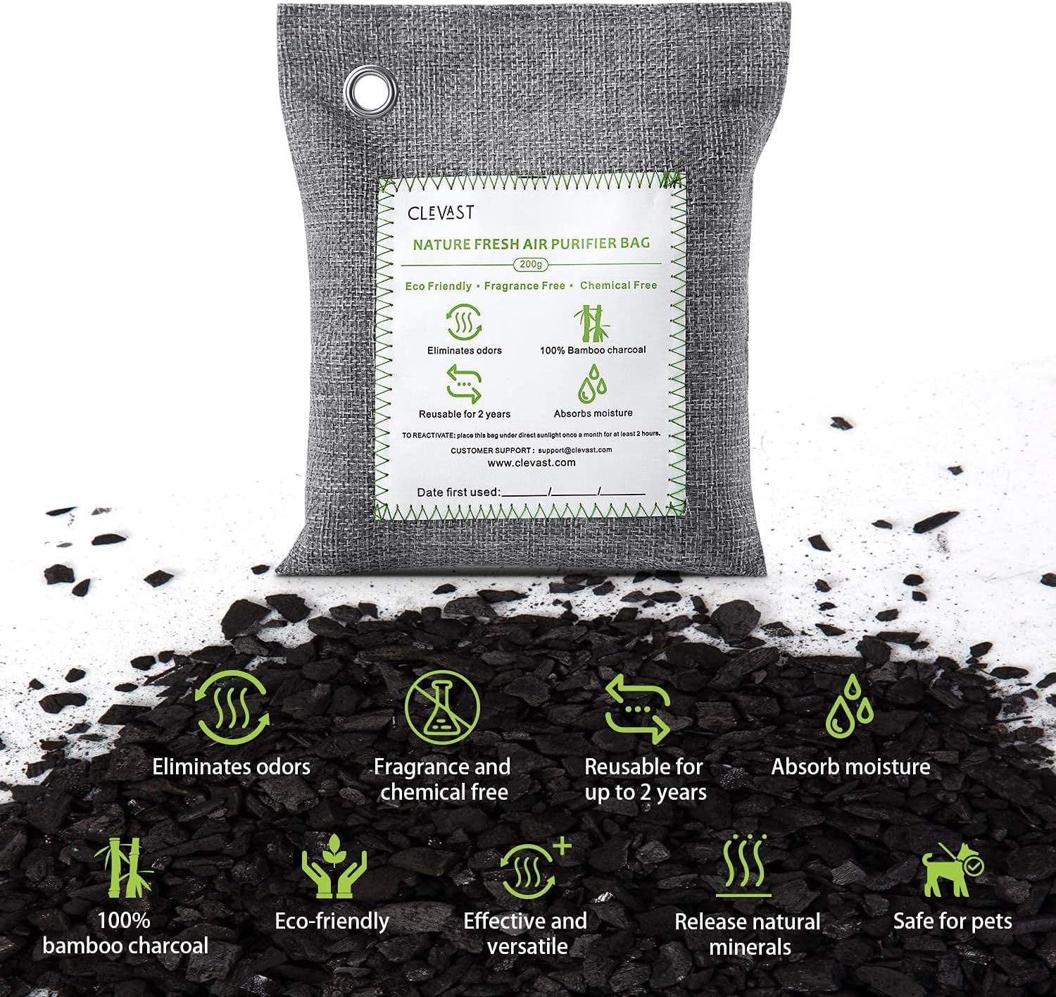 CLEVAST Bamboo Charcoal Air Purifying Bags Large 4200g