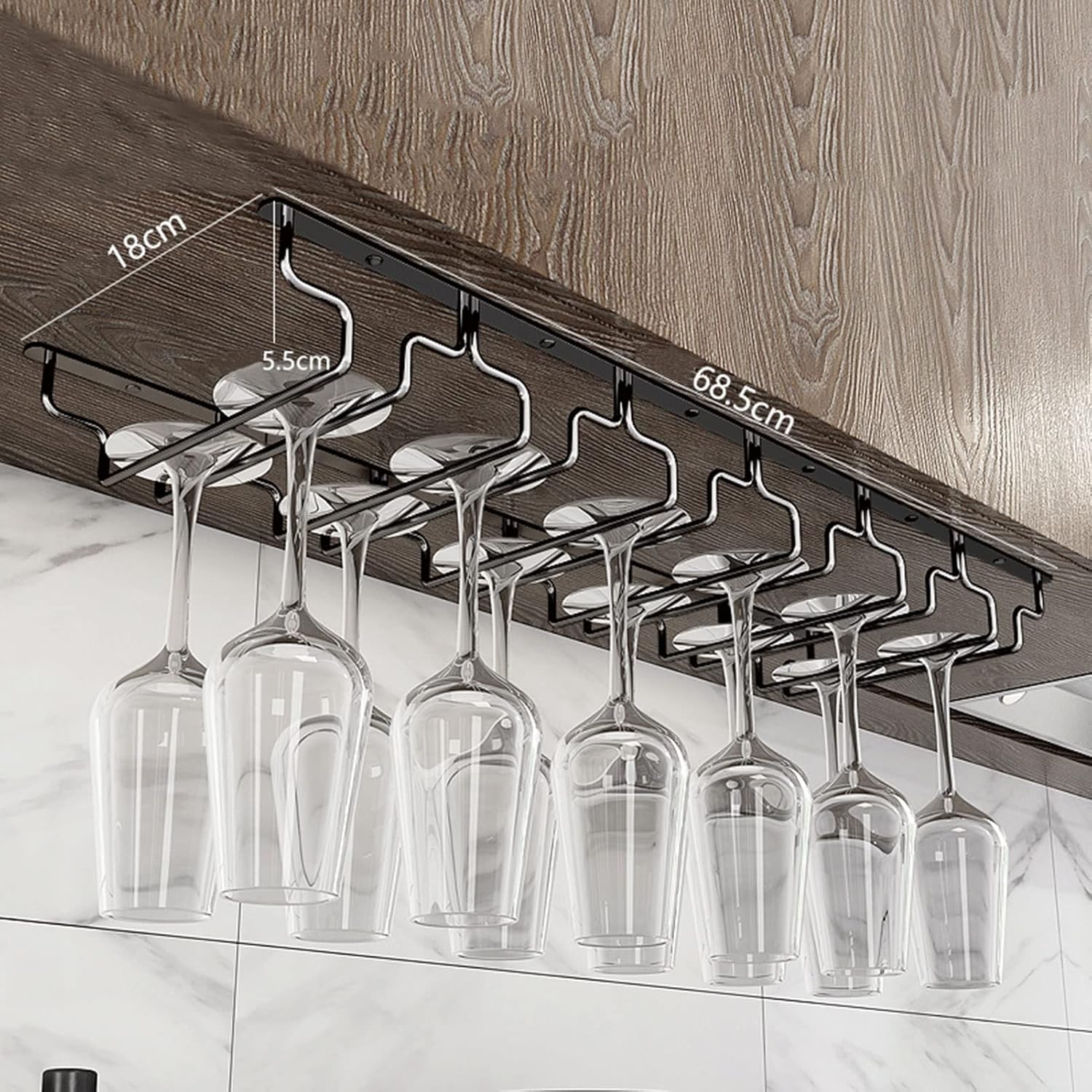 Stainless Steel Stemware Rack with 4 Slots for Cabinet