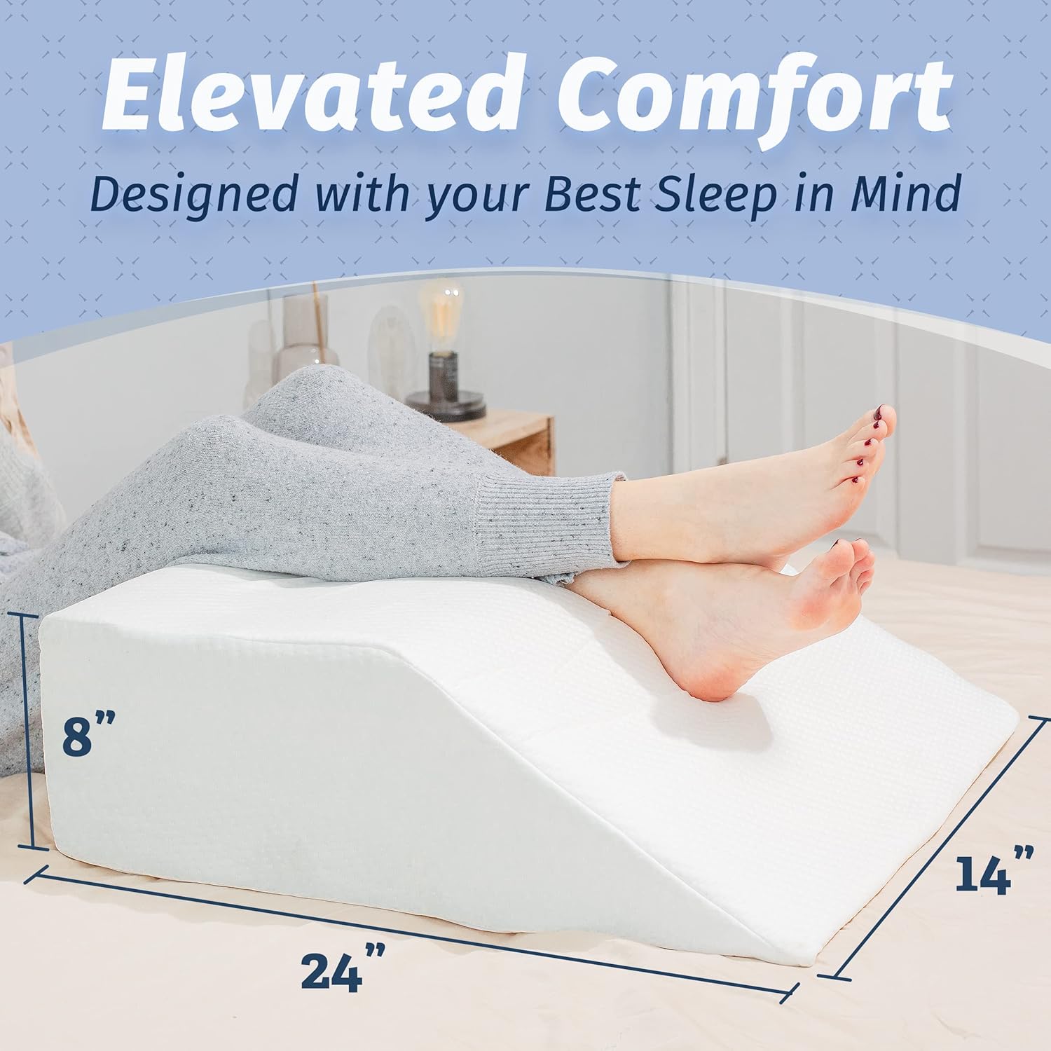 Abco Tech 8in Leg Elevation Pillow - Swelling Relief Pain Reduction