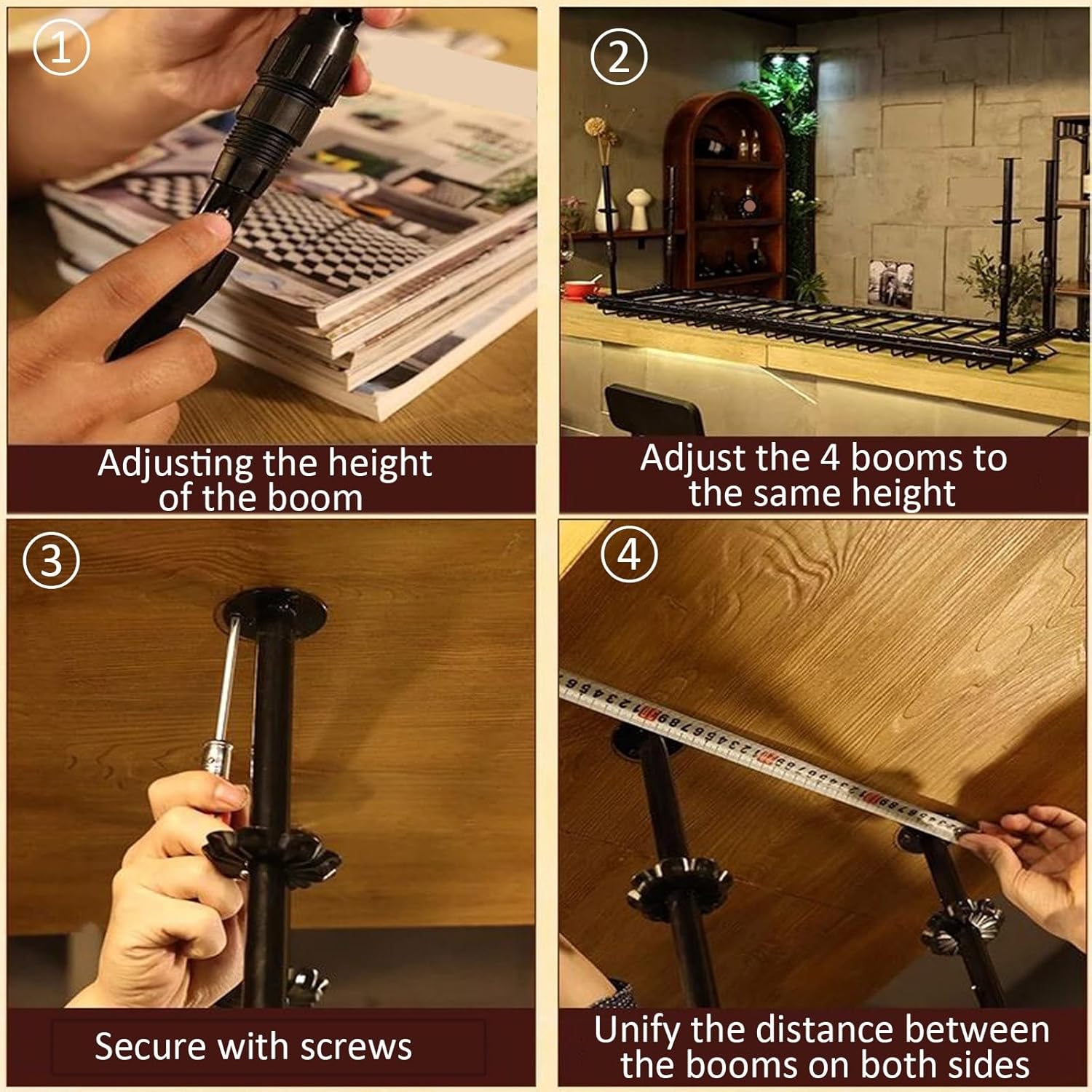 LIGUOYI Hanging Wine Glass Holder Adjustable Rack for Kitchen Bar