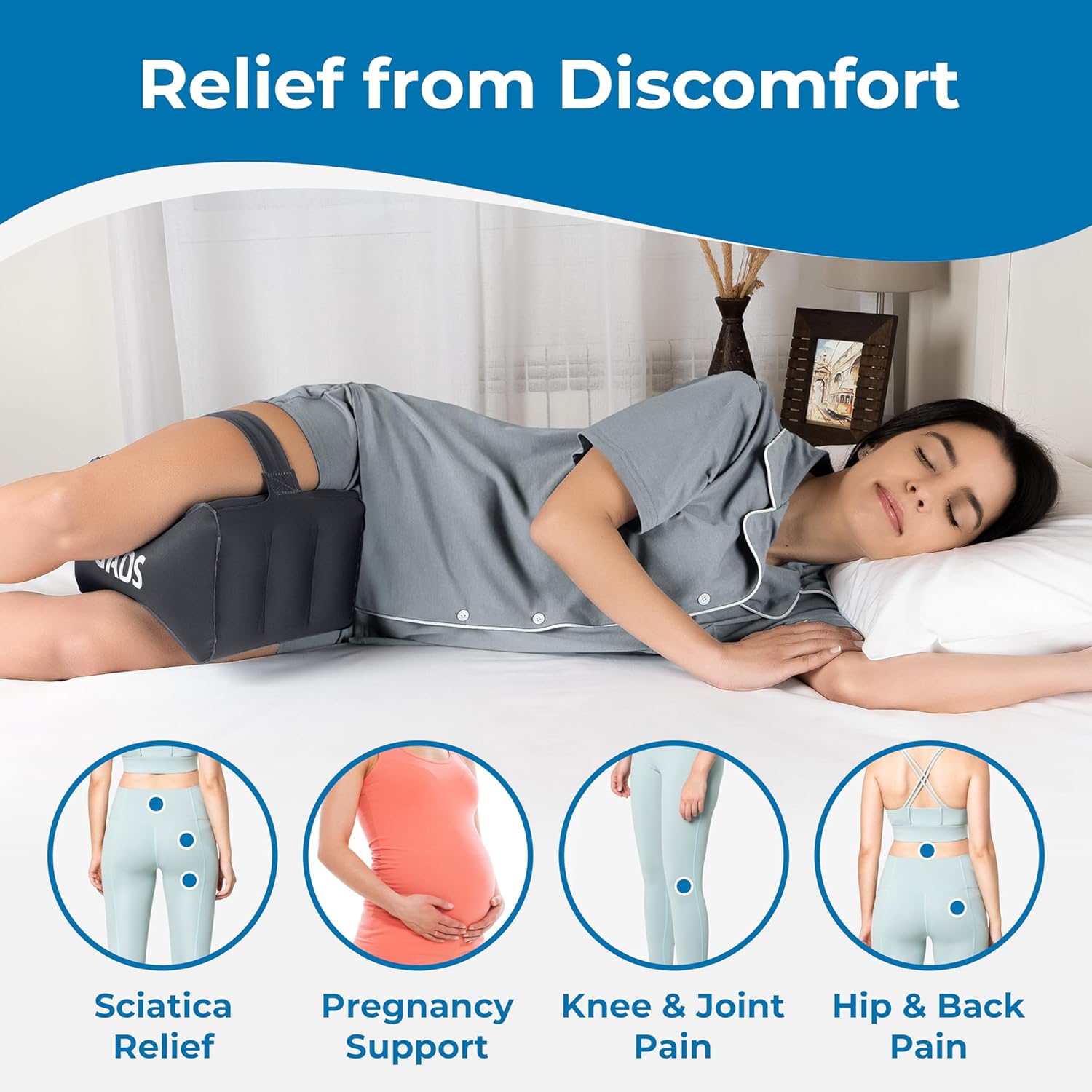 Gads Inflatable Knee Pillow for Side Sleepers - Travel Pain Relief