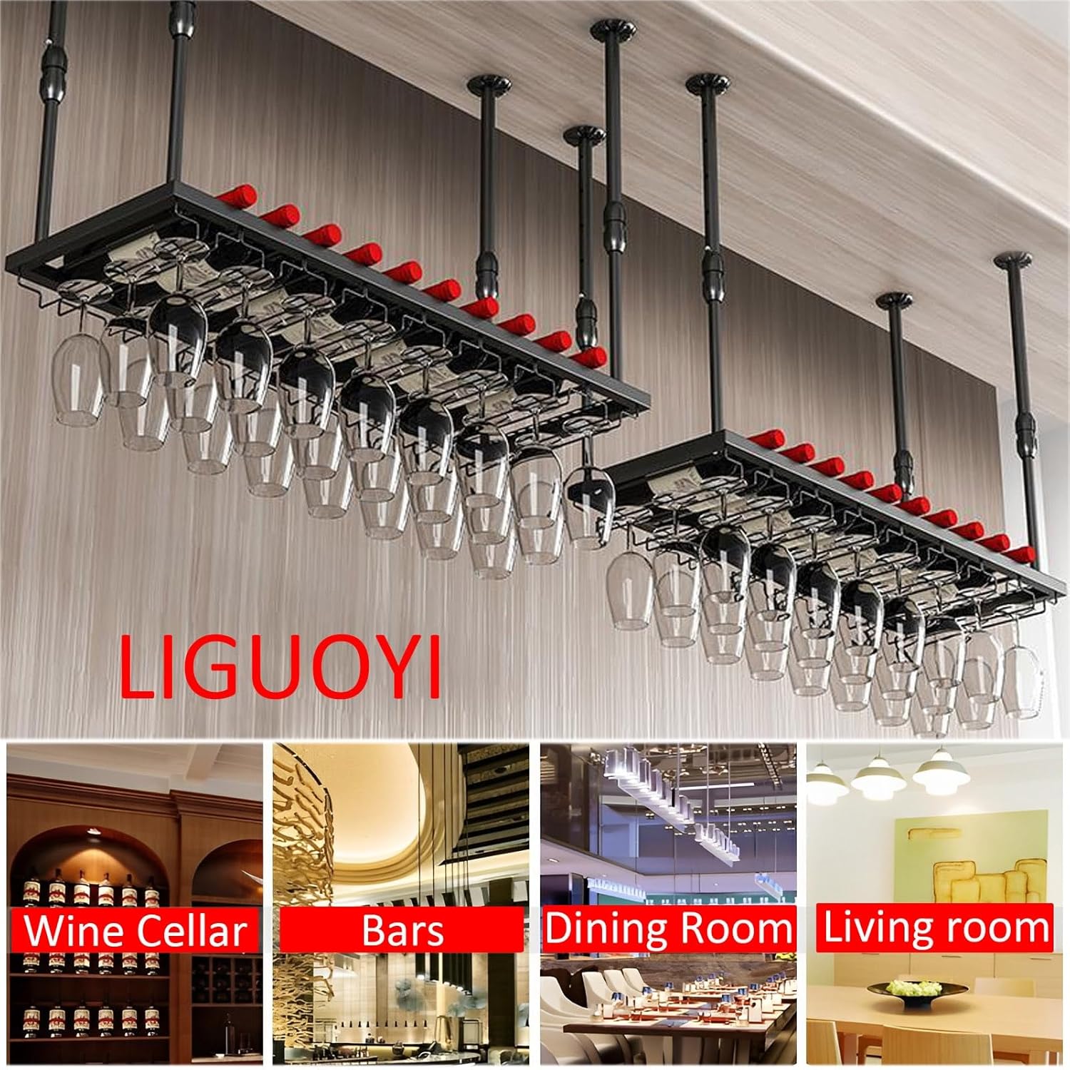 LIGUOYI Ceiling Wine Glass Holder Rack