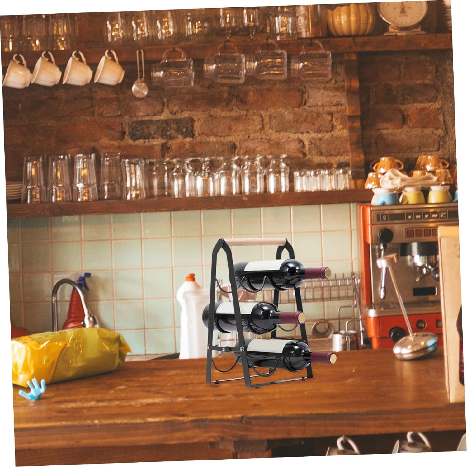 OUNONA Foldable Wine Rack for Small Spaces