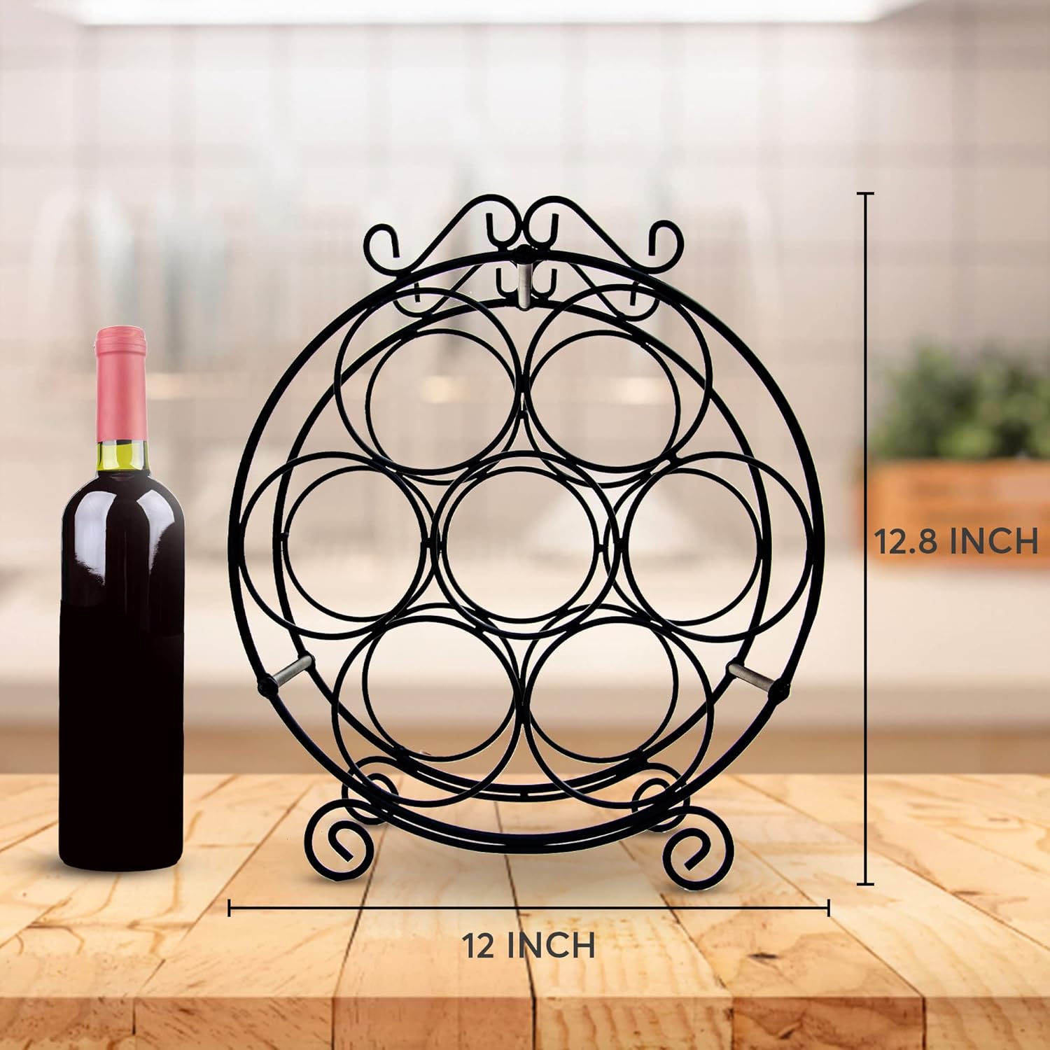 Maypes 7-Bottle Iron Wire Wine Rack for Countertop