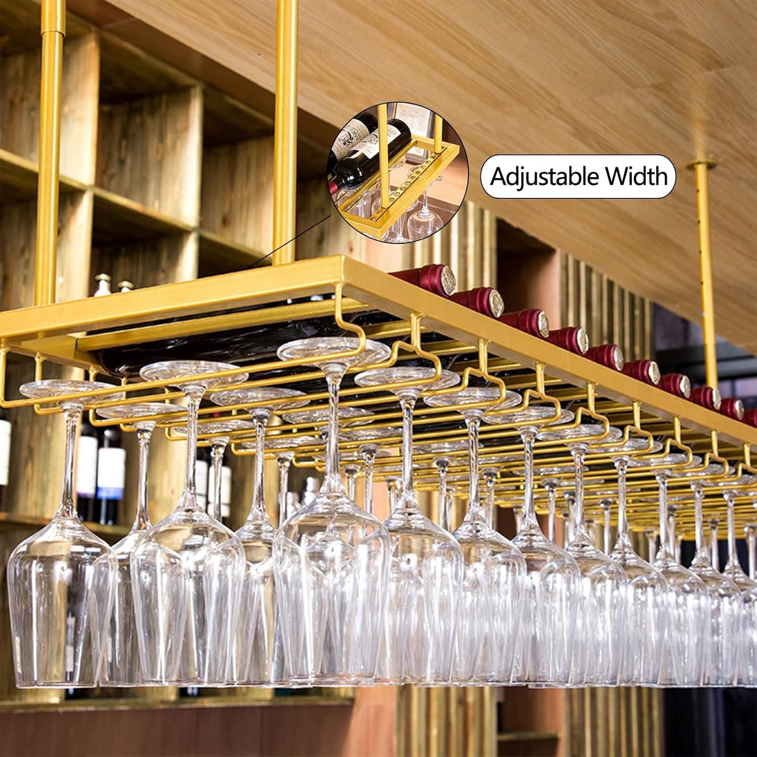 Suuim Ceiling Wine Racks with Adjustable Holder