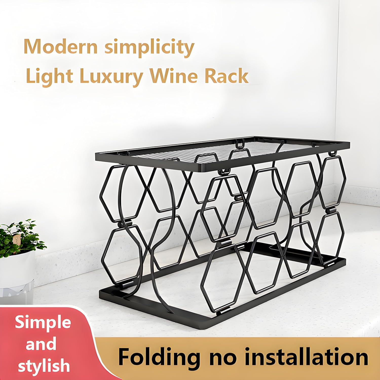 BOOKZON 8 Bottle Freestanding Gold Wine Rack