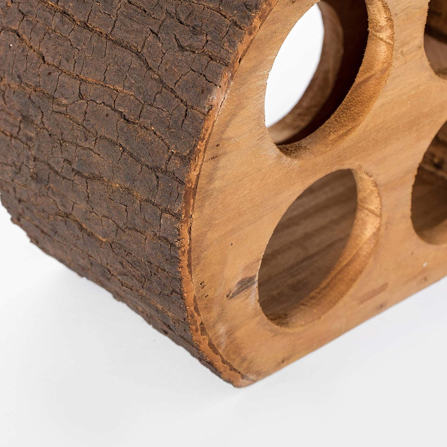 Vintiquewise Round Wood Log Style 4 Bottle Wine Rack
