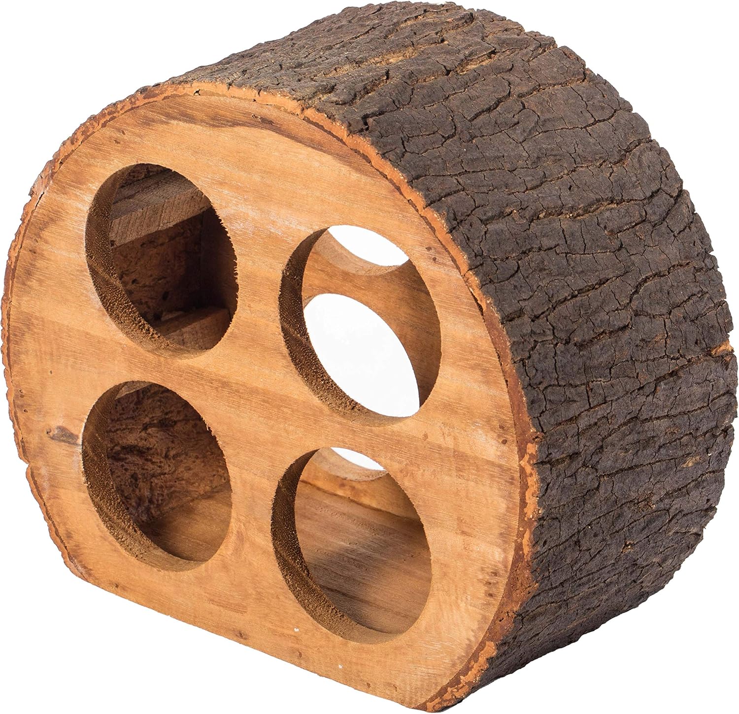 Vintiquewise Round Wood Log Style 4 Bottle Wine Rack