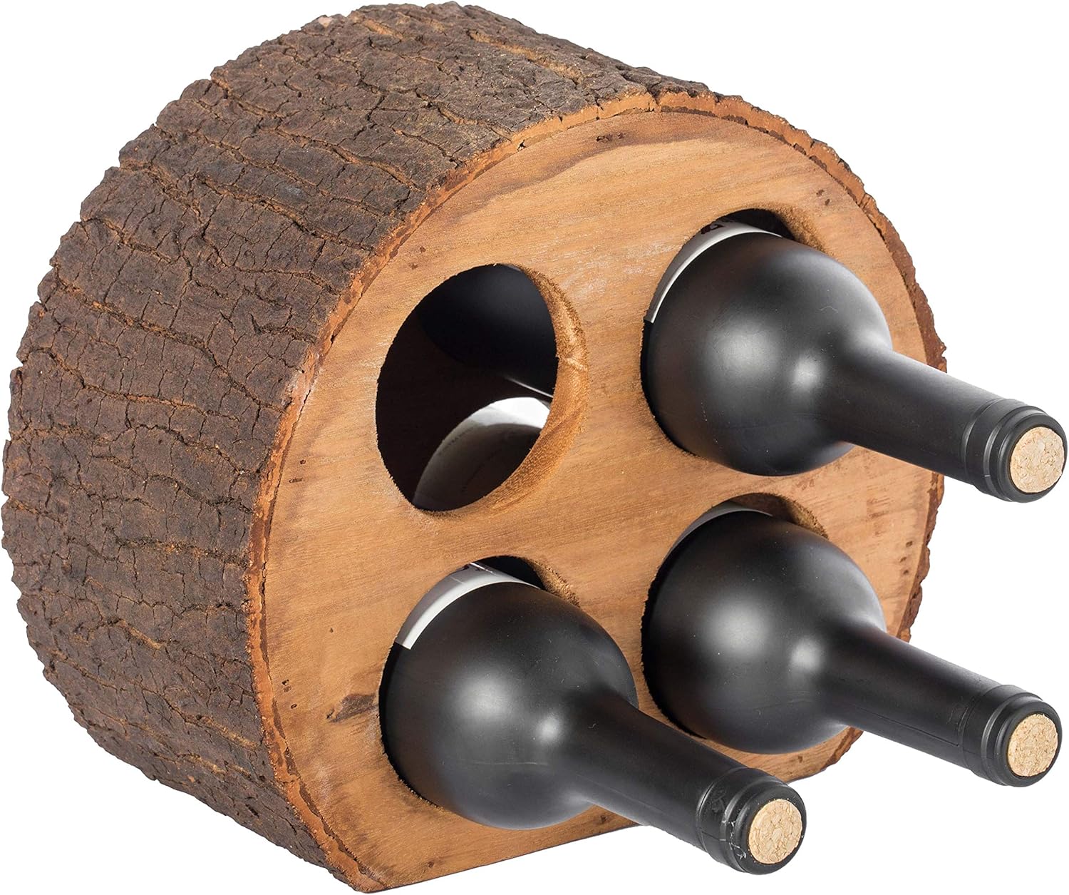 Vintiquewise Round Wood Log Style 4 Bottle Wine Rack