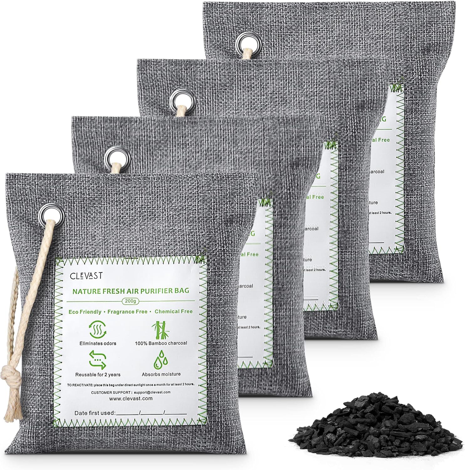 CLEVAST Bamboo Charcoal Air Purifying Bags Large 4200g