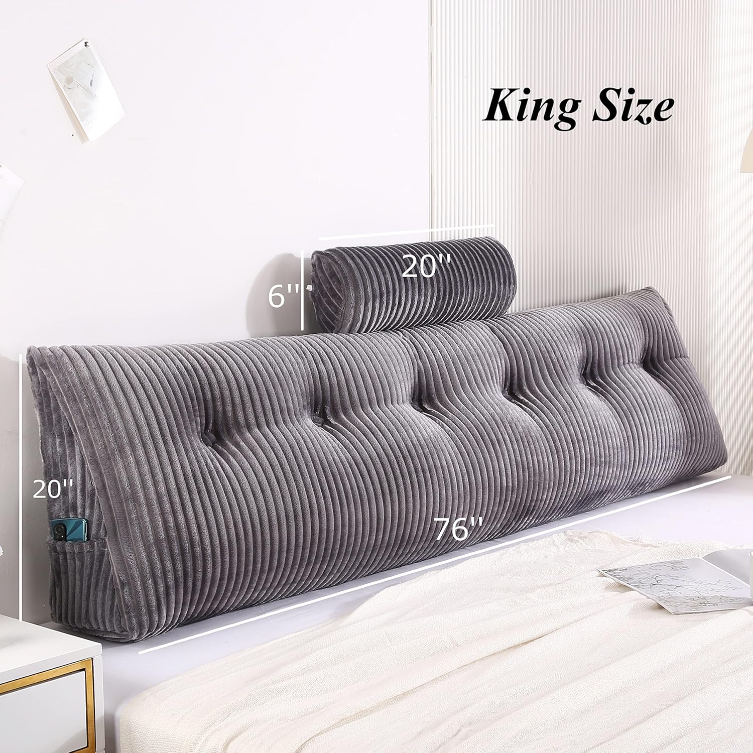 Gpround Wedge Headboard Pillow Set Large Bolster for Bed Rest