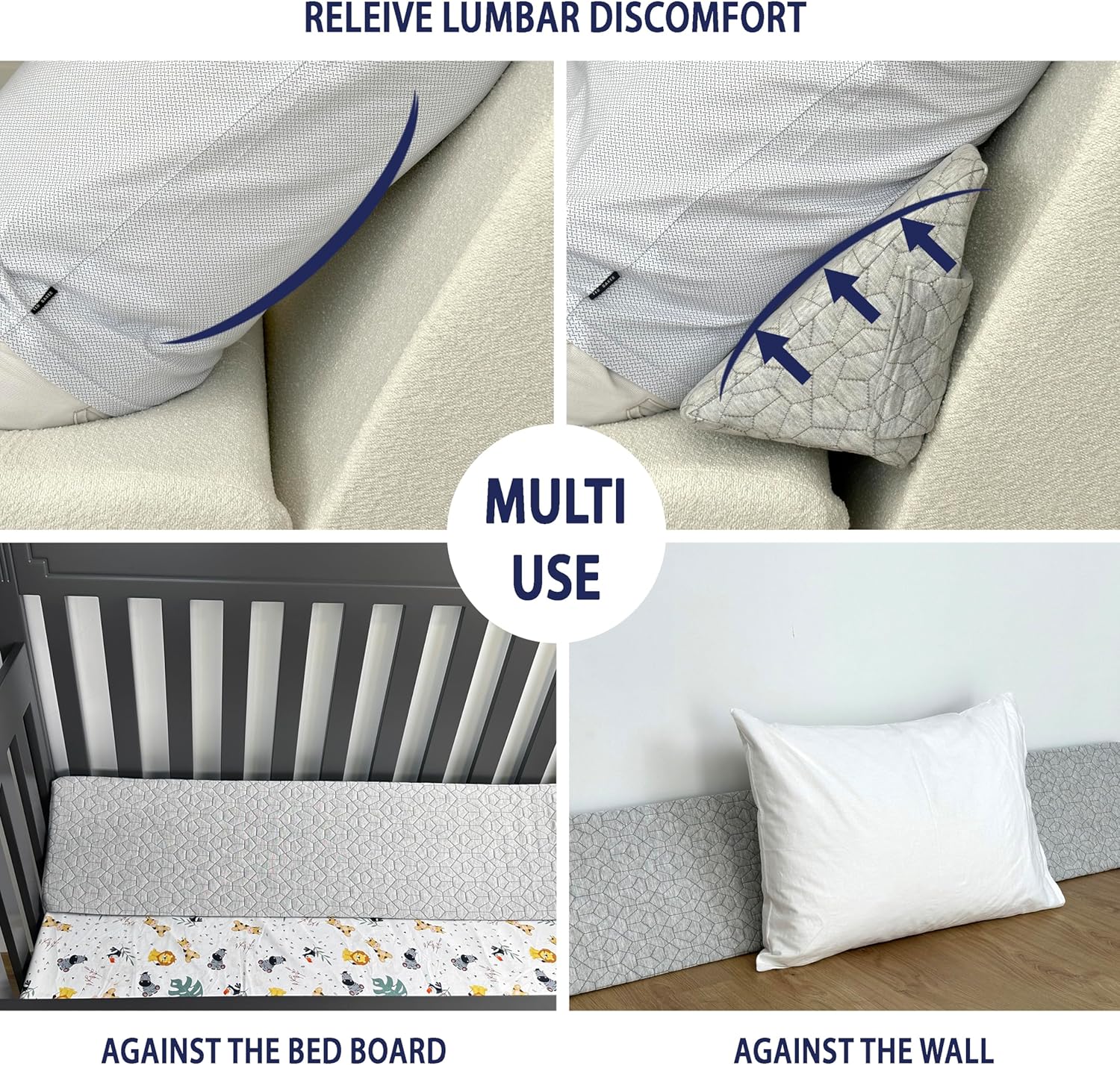 XL Triangle Bed Wedge Pillow for Headboard Gap