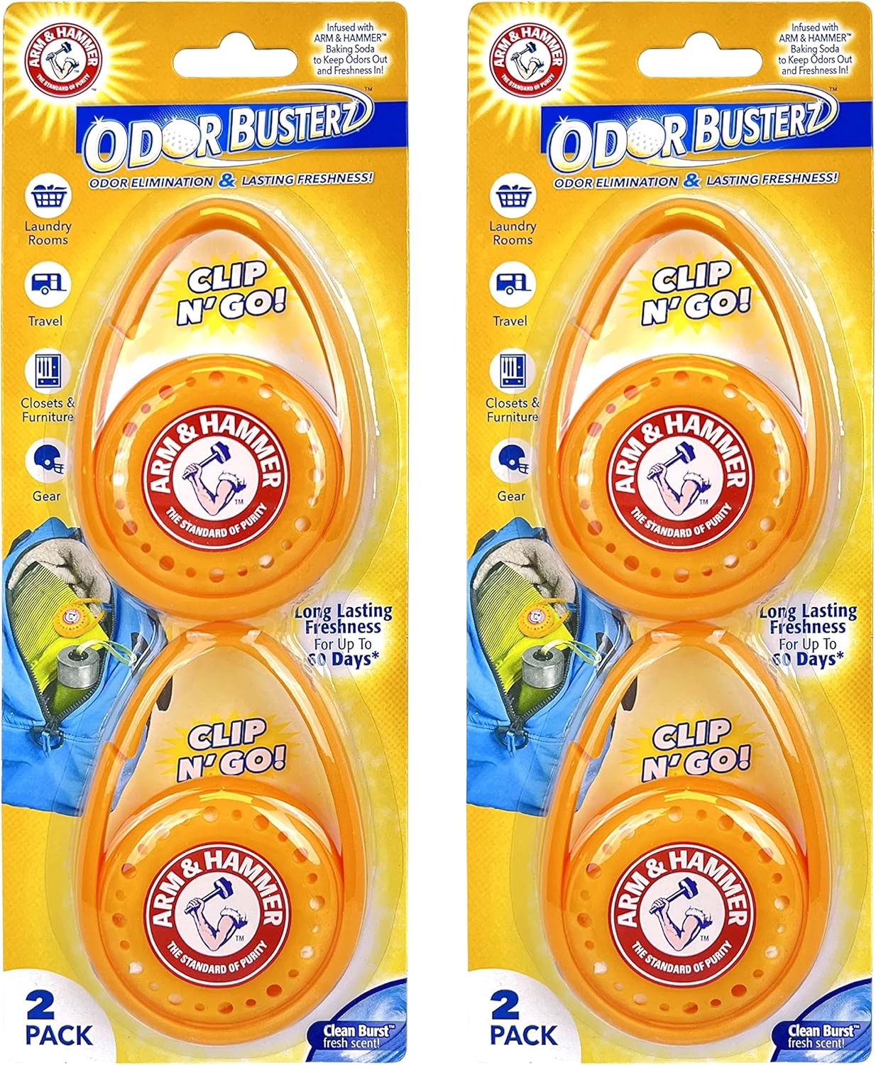 Arm Hammer Odor Busterz Clip N Go 4 Pack