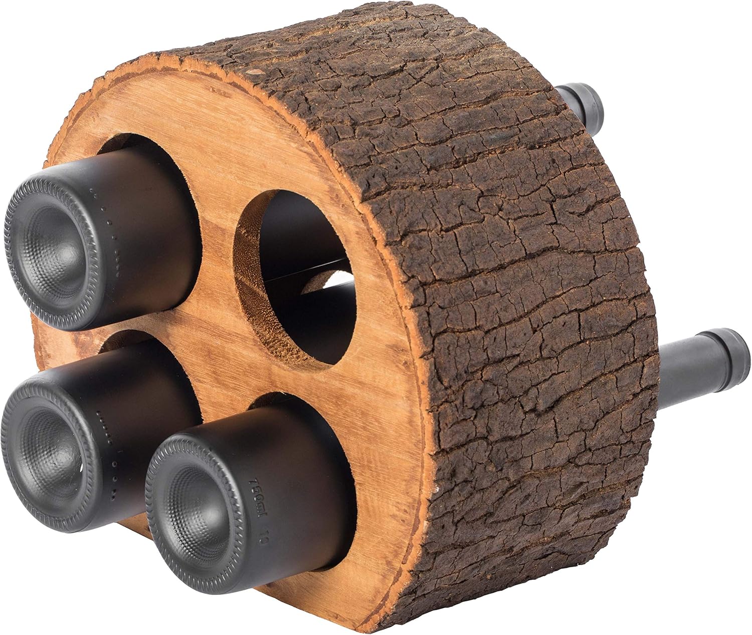 Vintiquewise Round Wood Log Style 4 Bottle Wine Rack