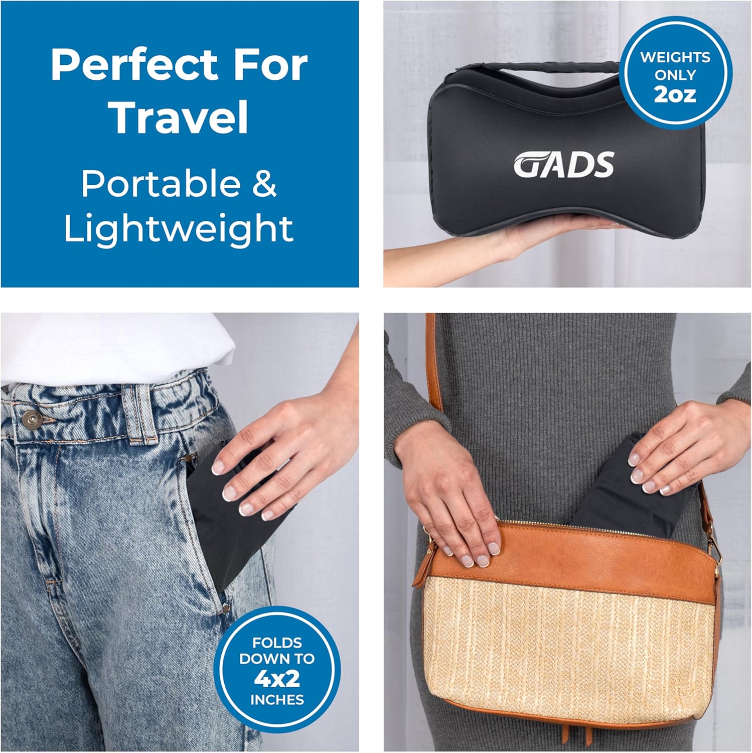 Gads Inflatable Knee Pillow for Side Sleepers - Travel Pain Relief